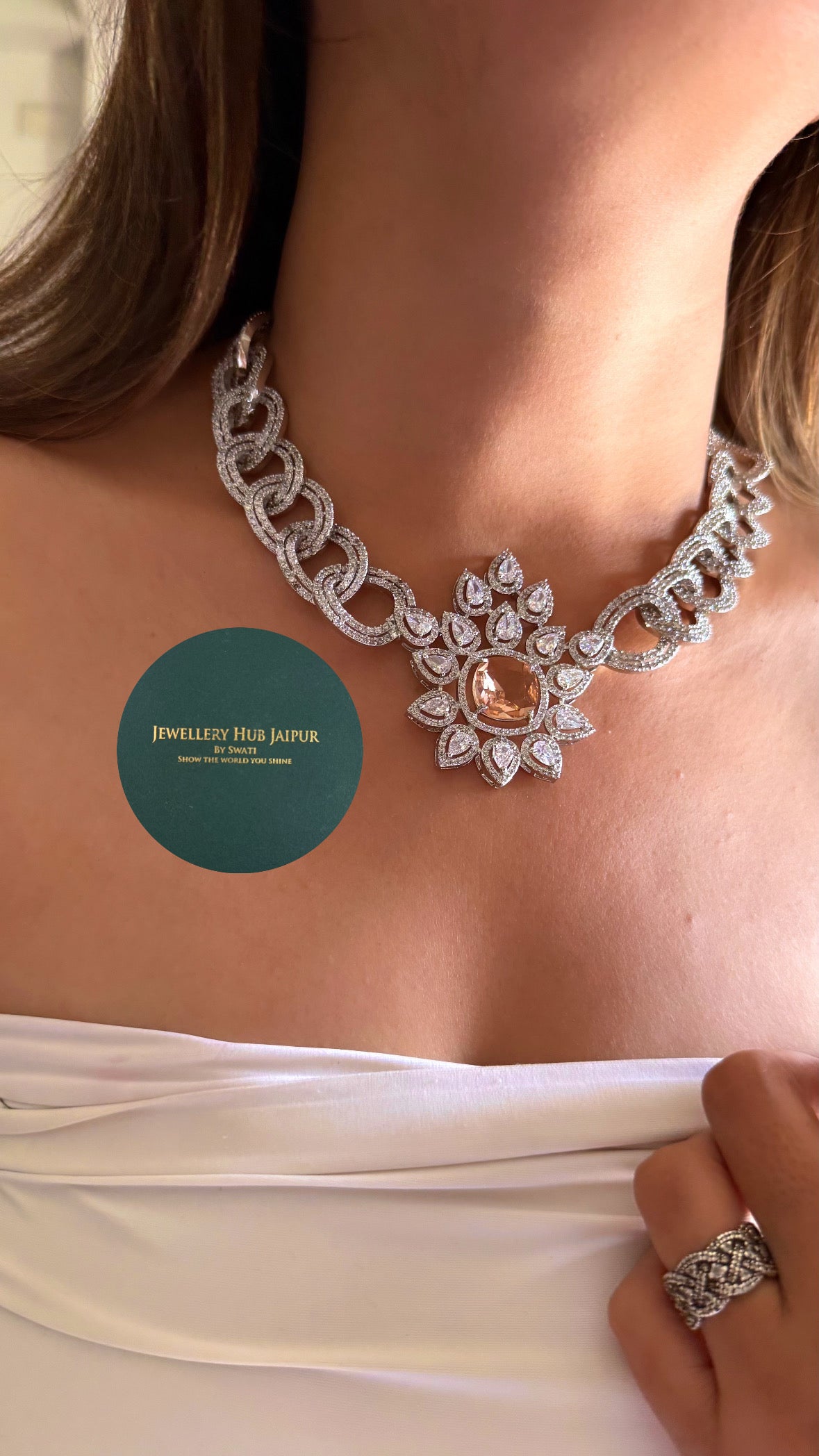 Sunflower Light brown Moissanite diamond collar necklace