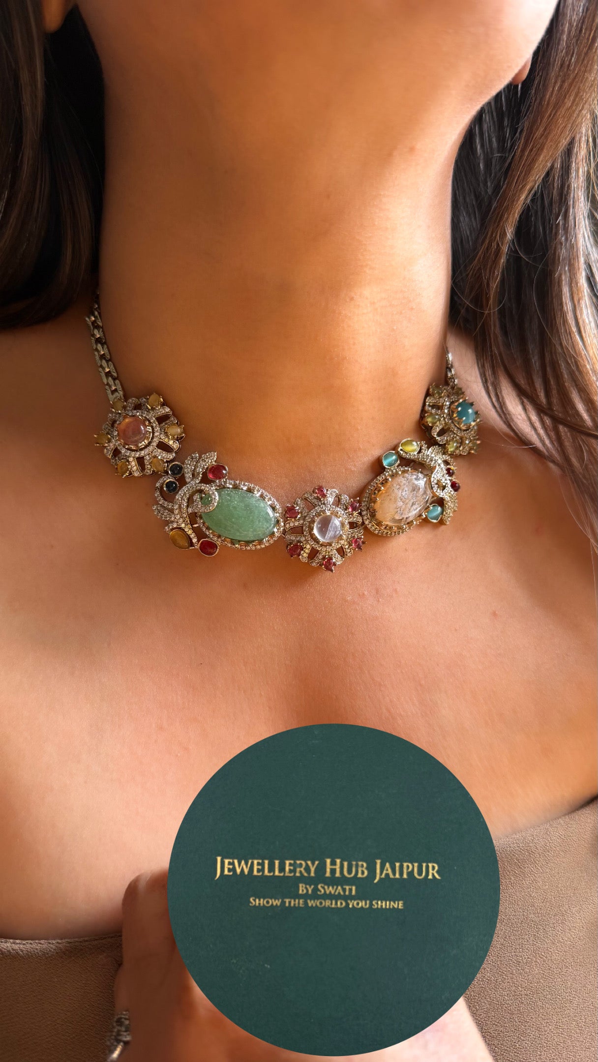 Vintage sabyasachi inspired navratna collar Necklace