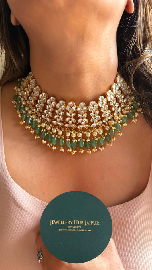 Paachi Kundan with strawberry drops bridal choker necklace