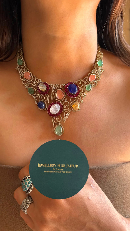 Sabyasachi inspired mix polki Necklace