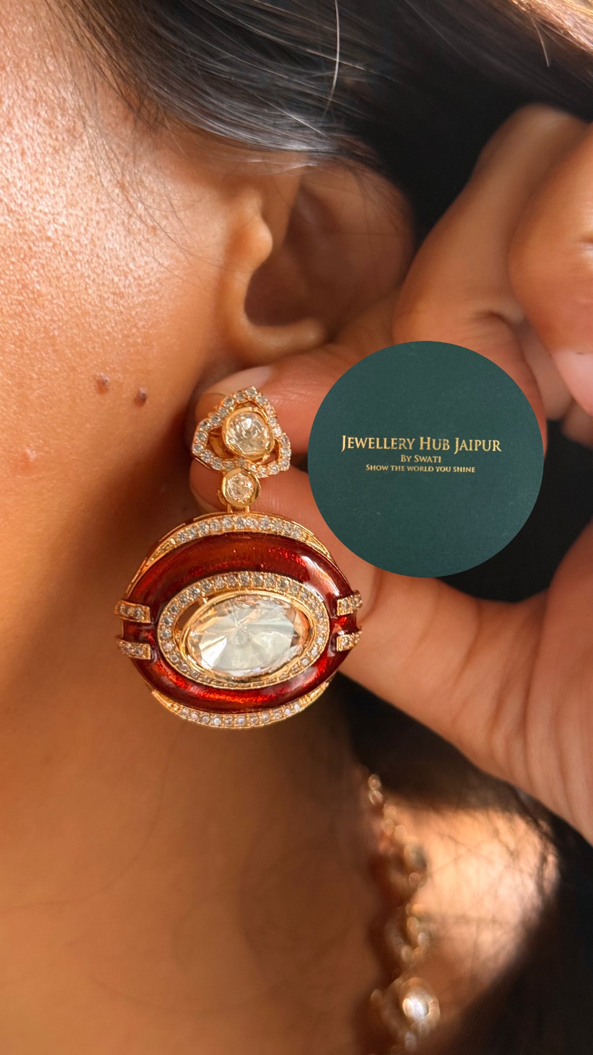Burnt Tangerine moissanite polki designer collar set
