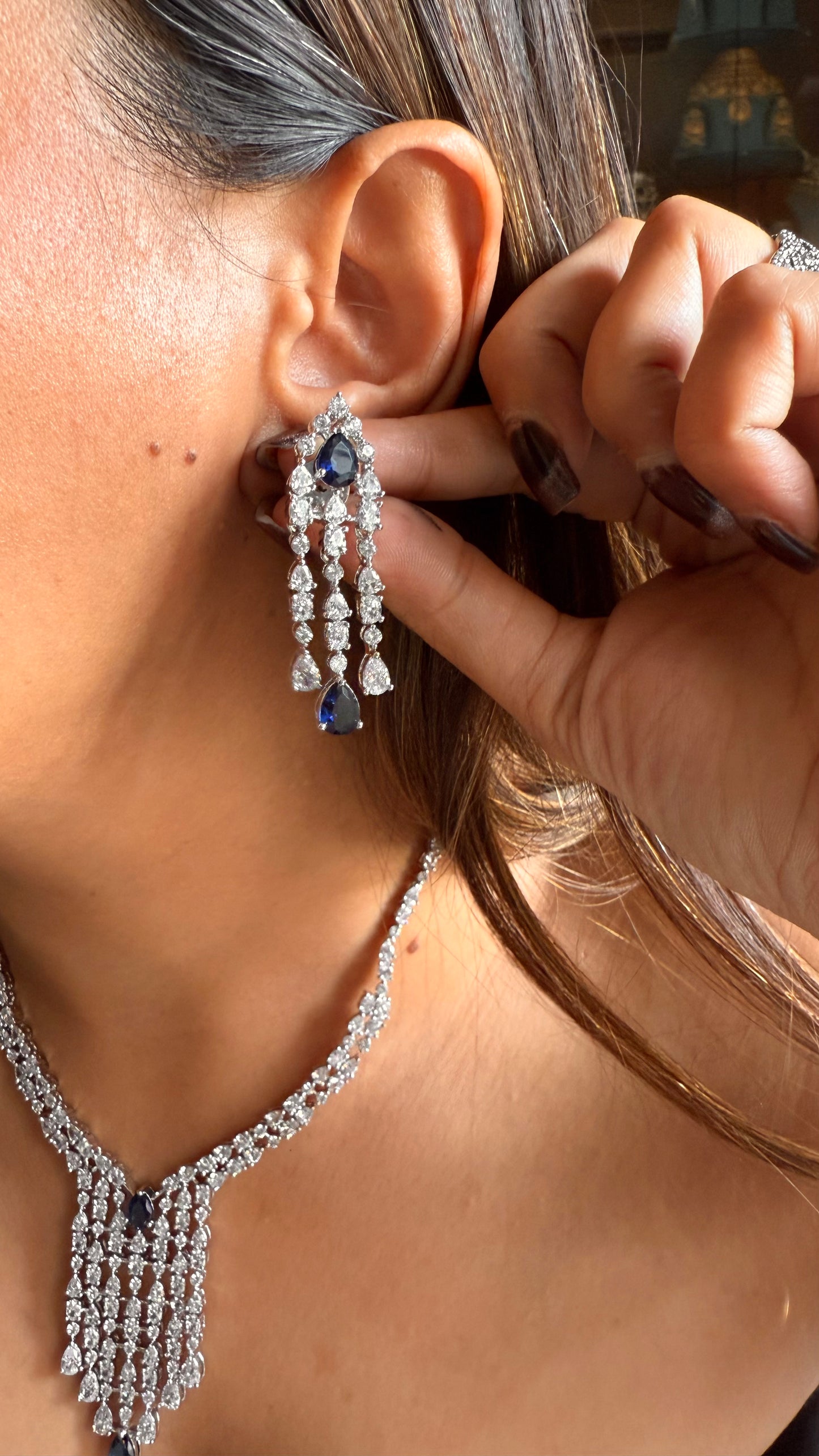 Sapphire cz diamond necklace