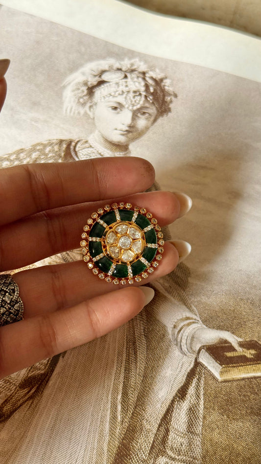 Emerald katdana adjustable ring