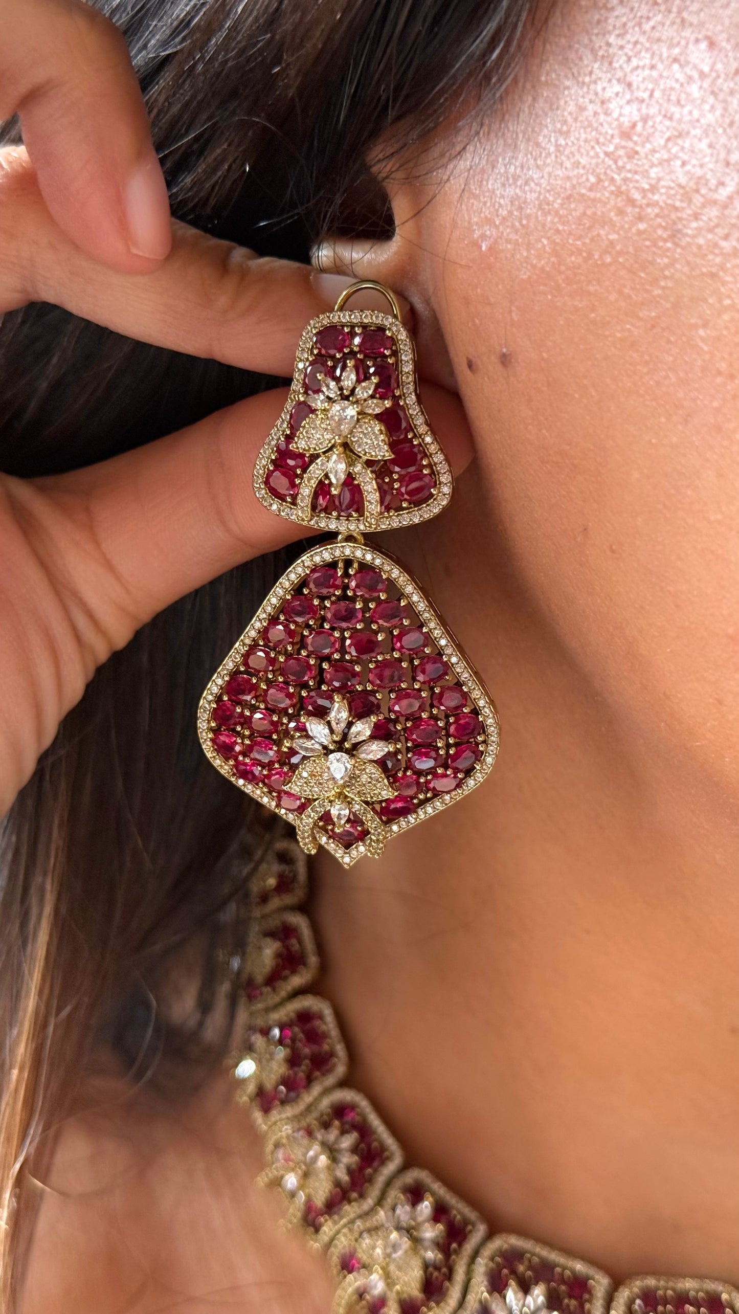 Rani pink doublets with cz diamond Necklace