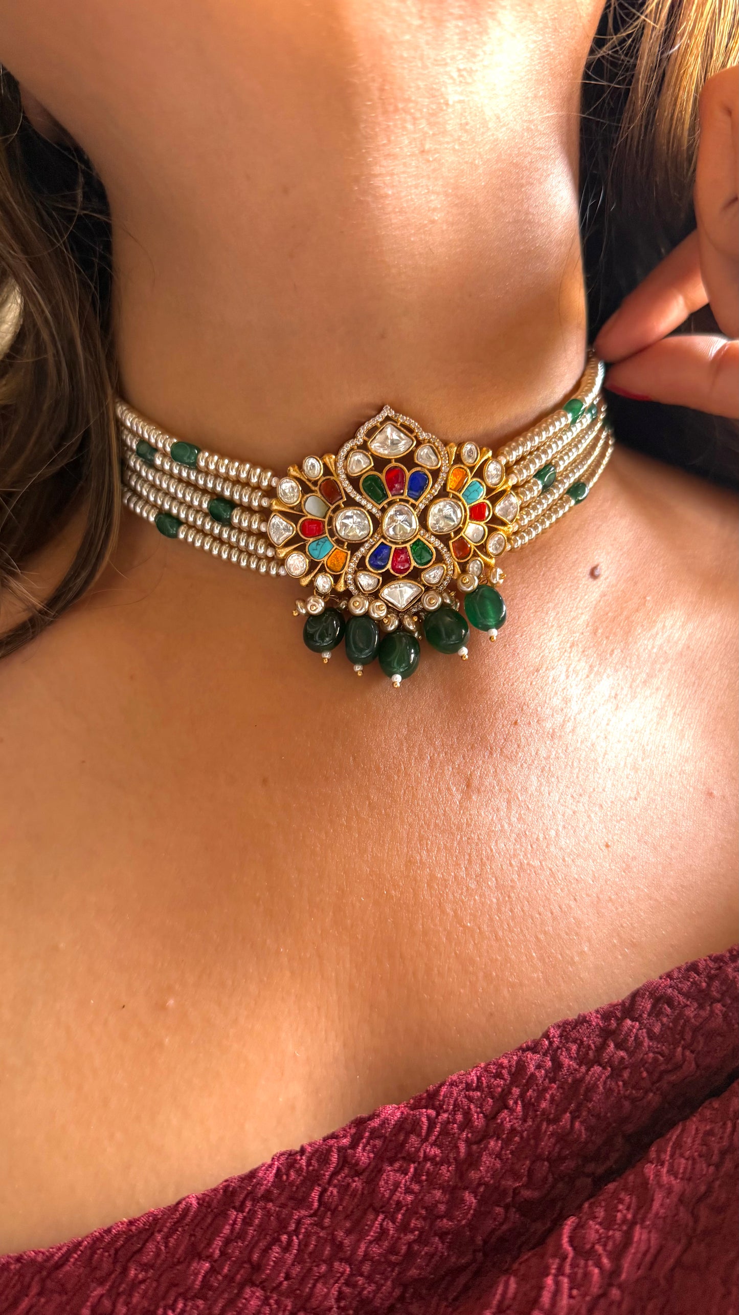 Navratna paachi kundan choker
