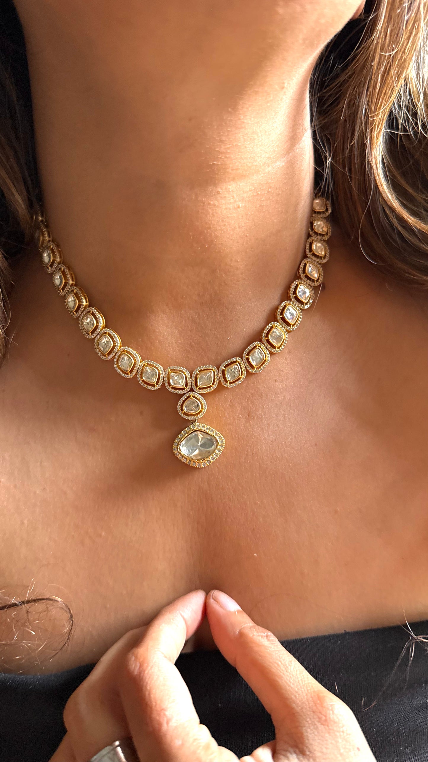 Uncut polki gold necklace