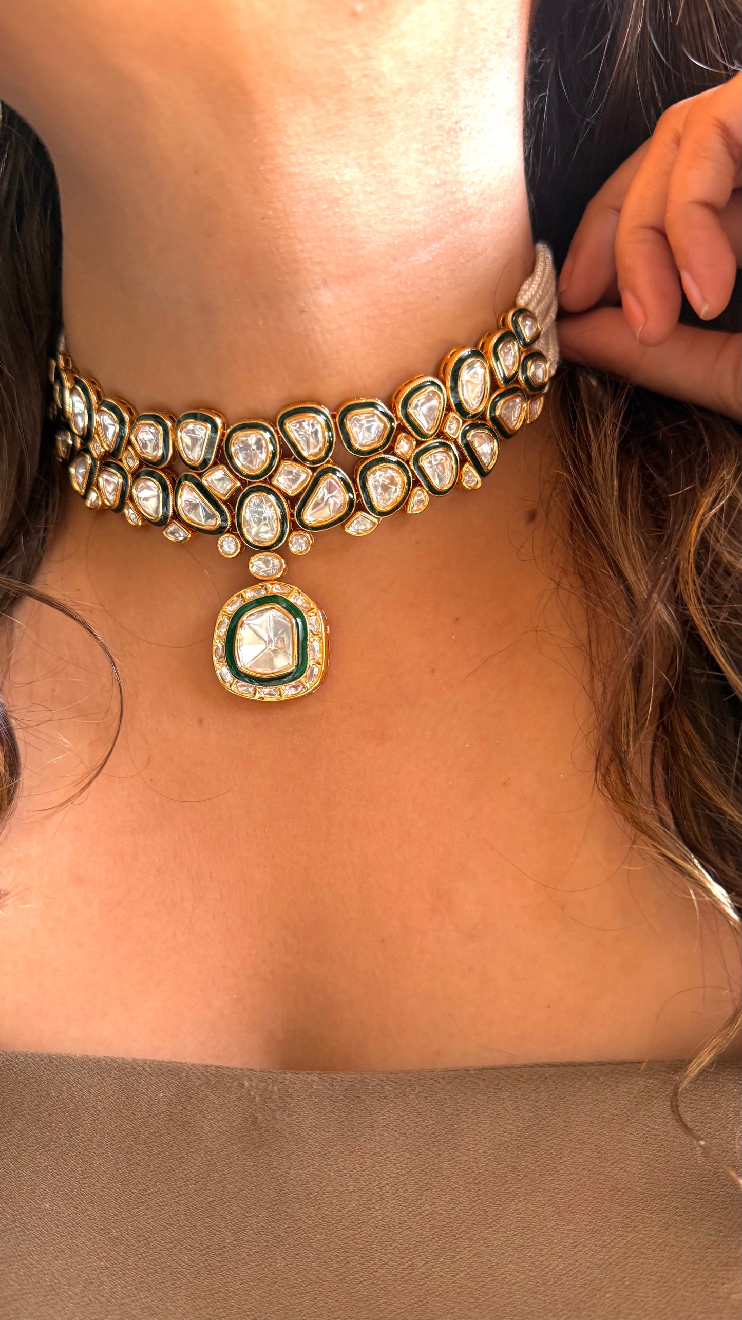 Meenakari uncut polki designer Choker