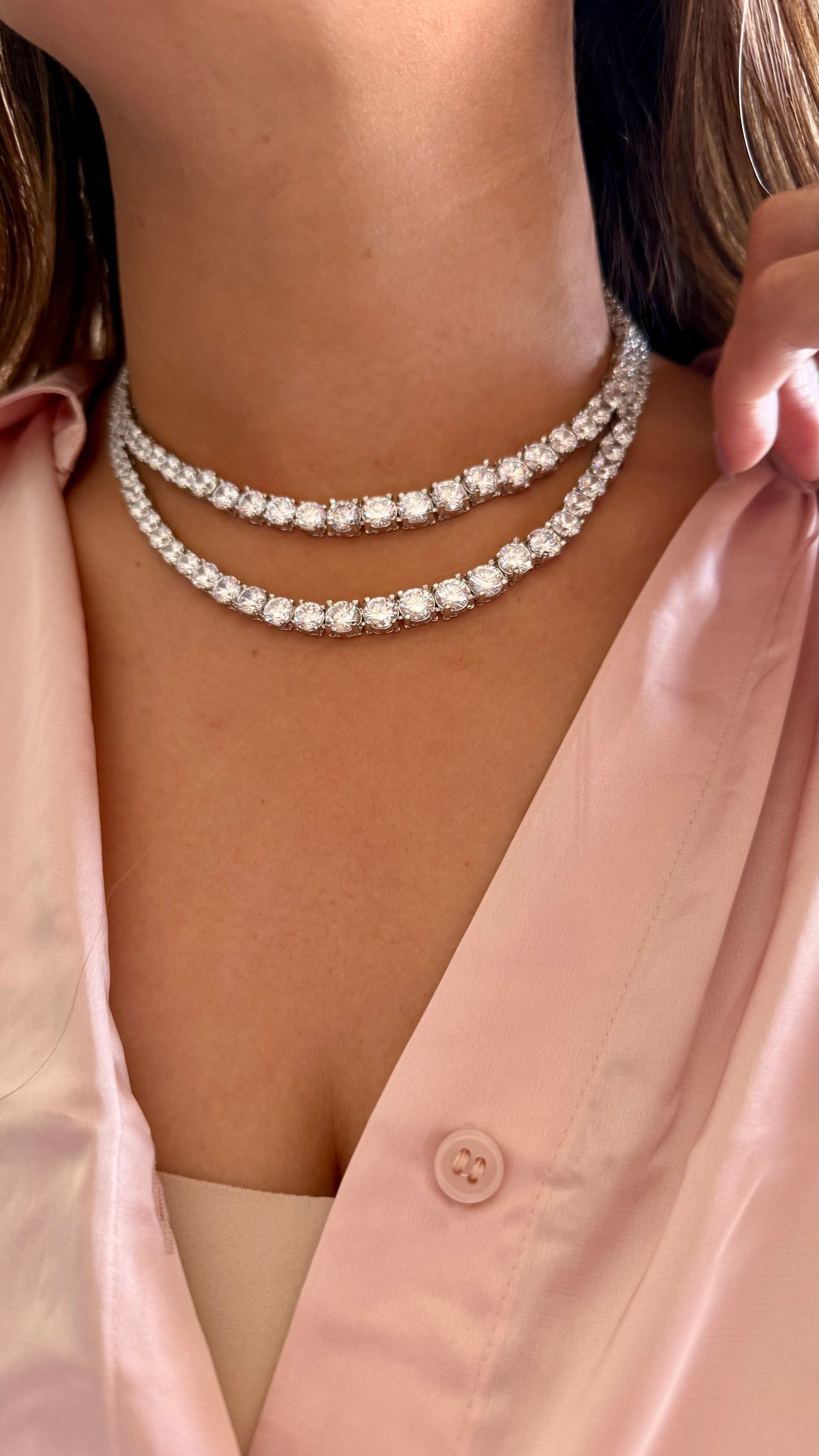 Dual layered diamond necklace