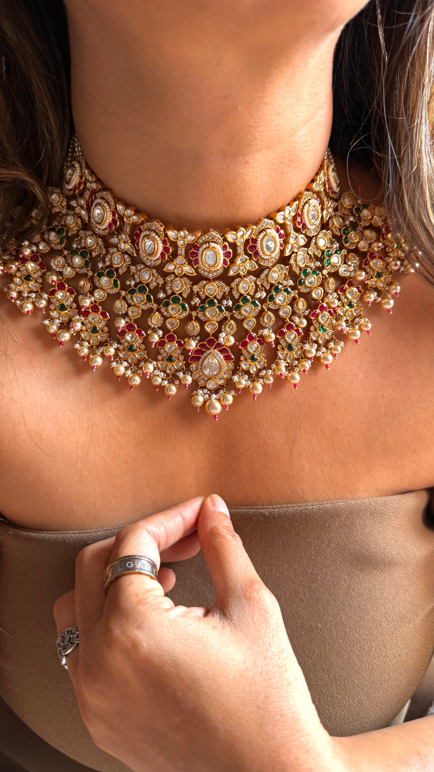 Bridal Asia inspired takkar Ruby  & Emerald Choker