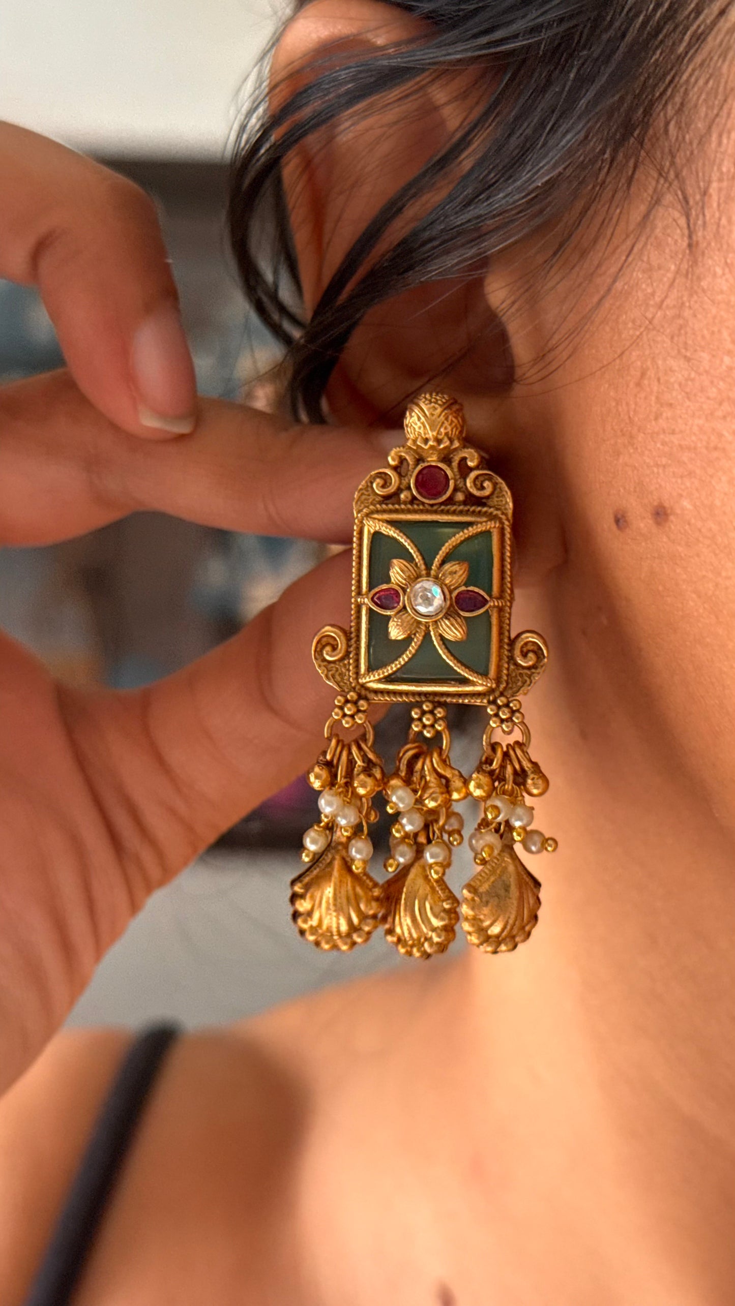 Mint rajwada heritage handmade inlay necklace