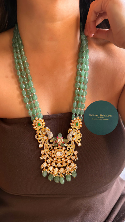 Real Moissanite panna rani haar