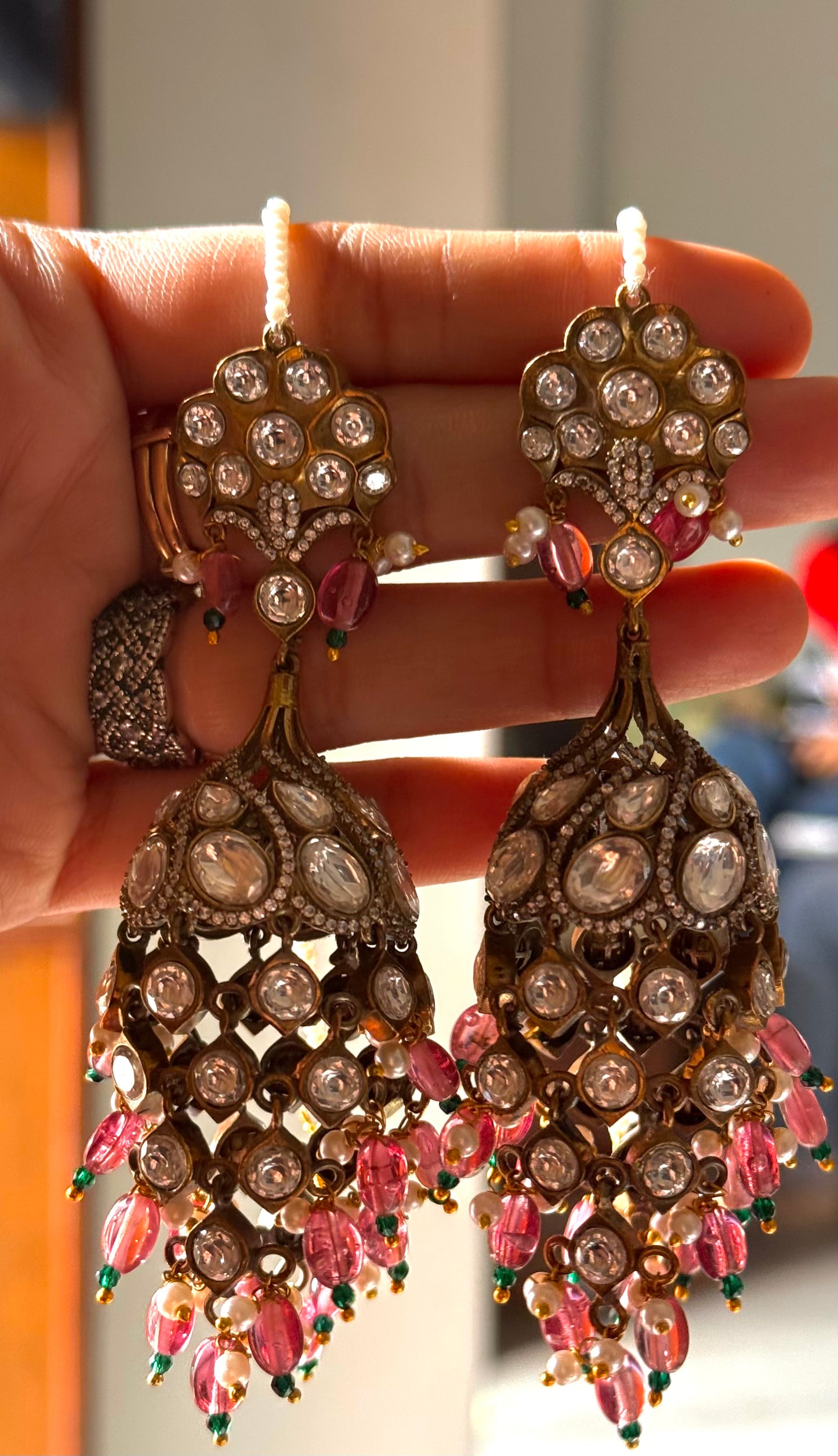 Victorian floral polki jhumka