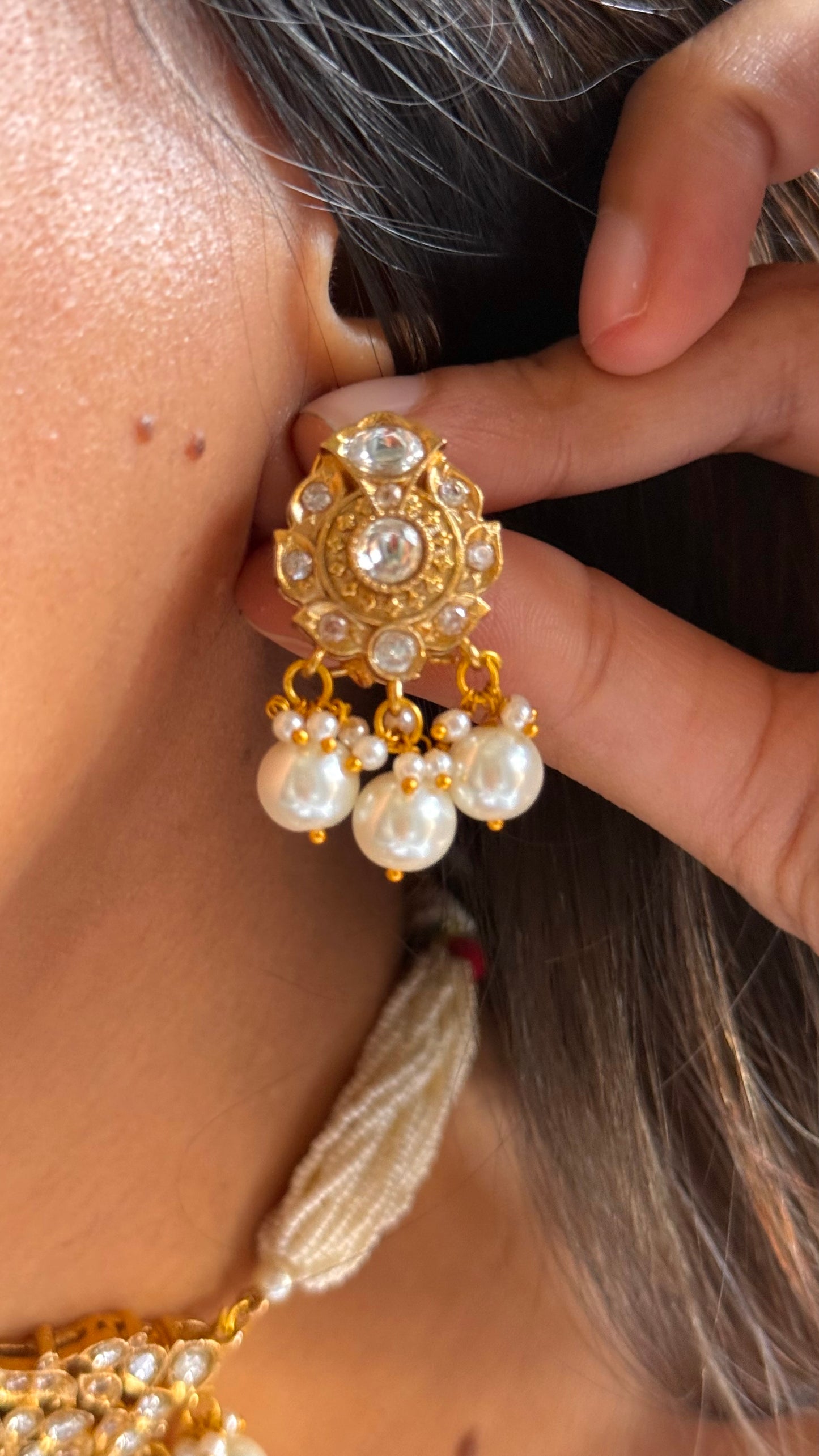 Paachi Kundan with pearl detailing choker necklace