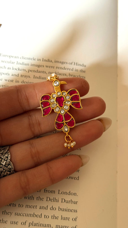 Paachi Rani pink peacock adjustable ring