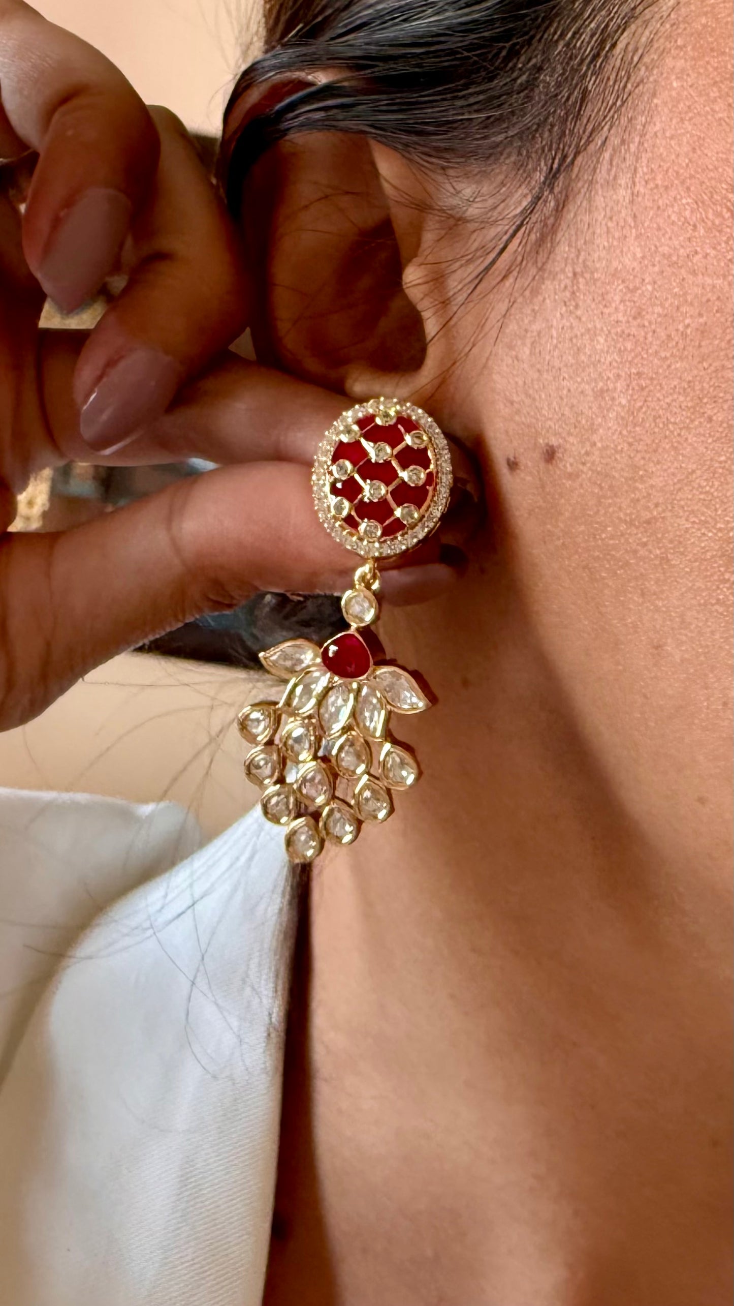 Ruby moissanite polki choker