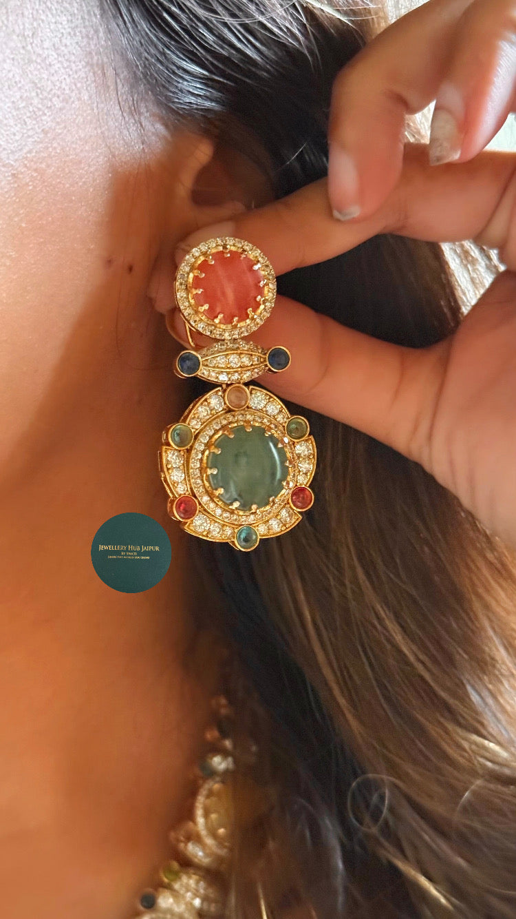 Sabyasachi inspired navratna doublet collar necklace