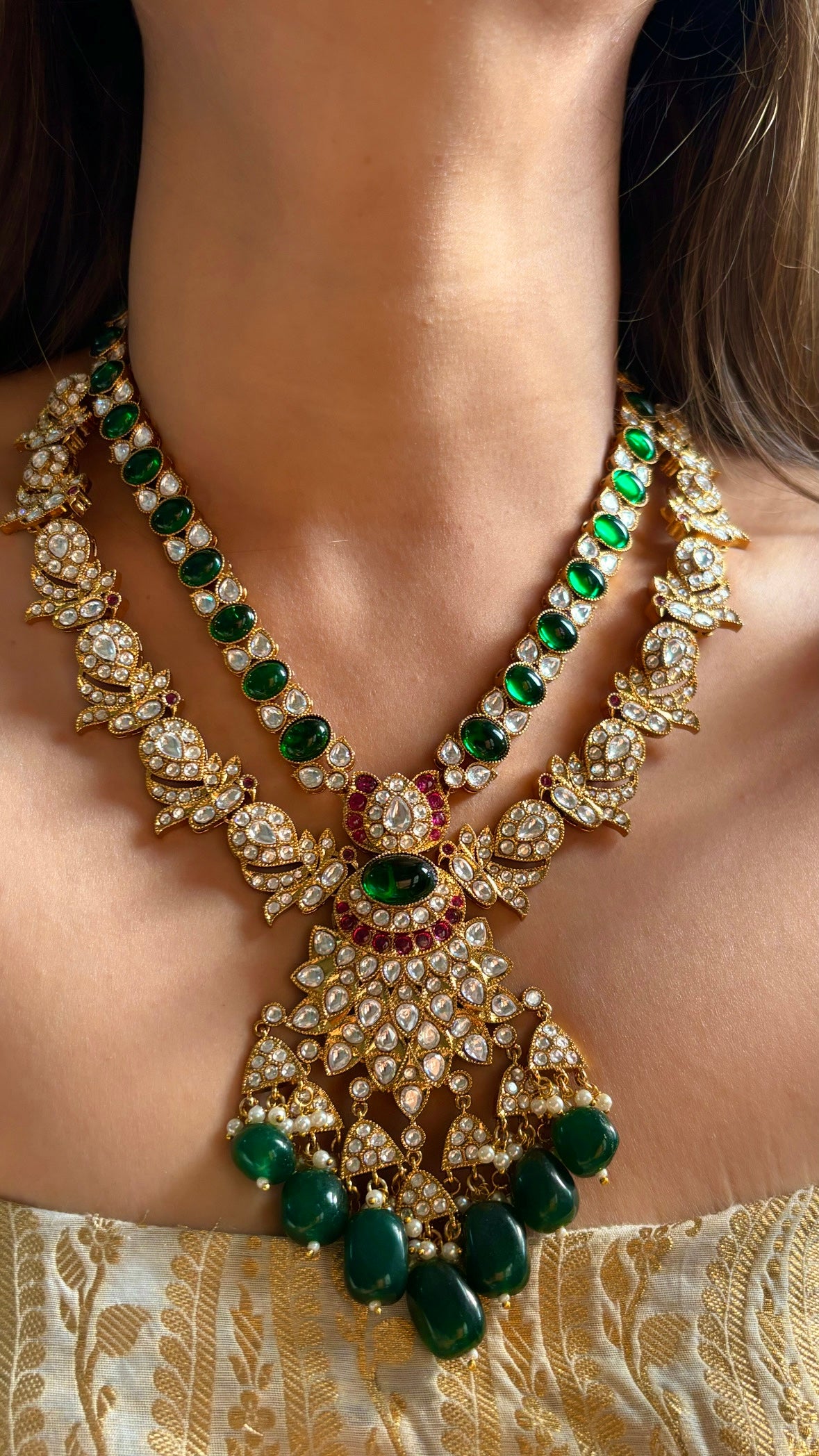 Emerald & Ruby doublet bridal asia inspired rani haar