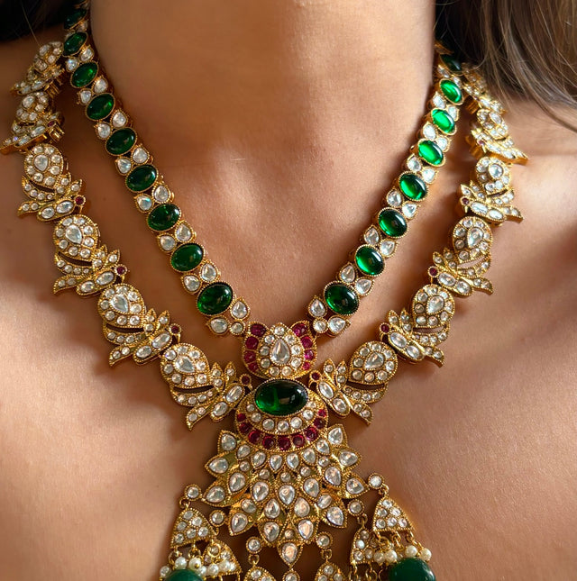 Emerald & Ruby doublet bridal asia inspired rani haar