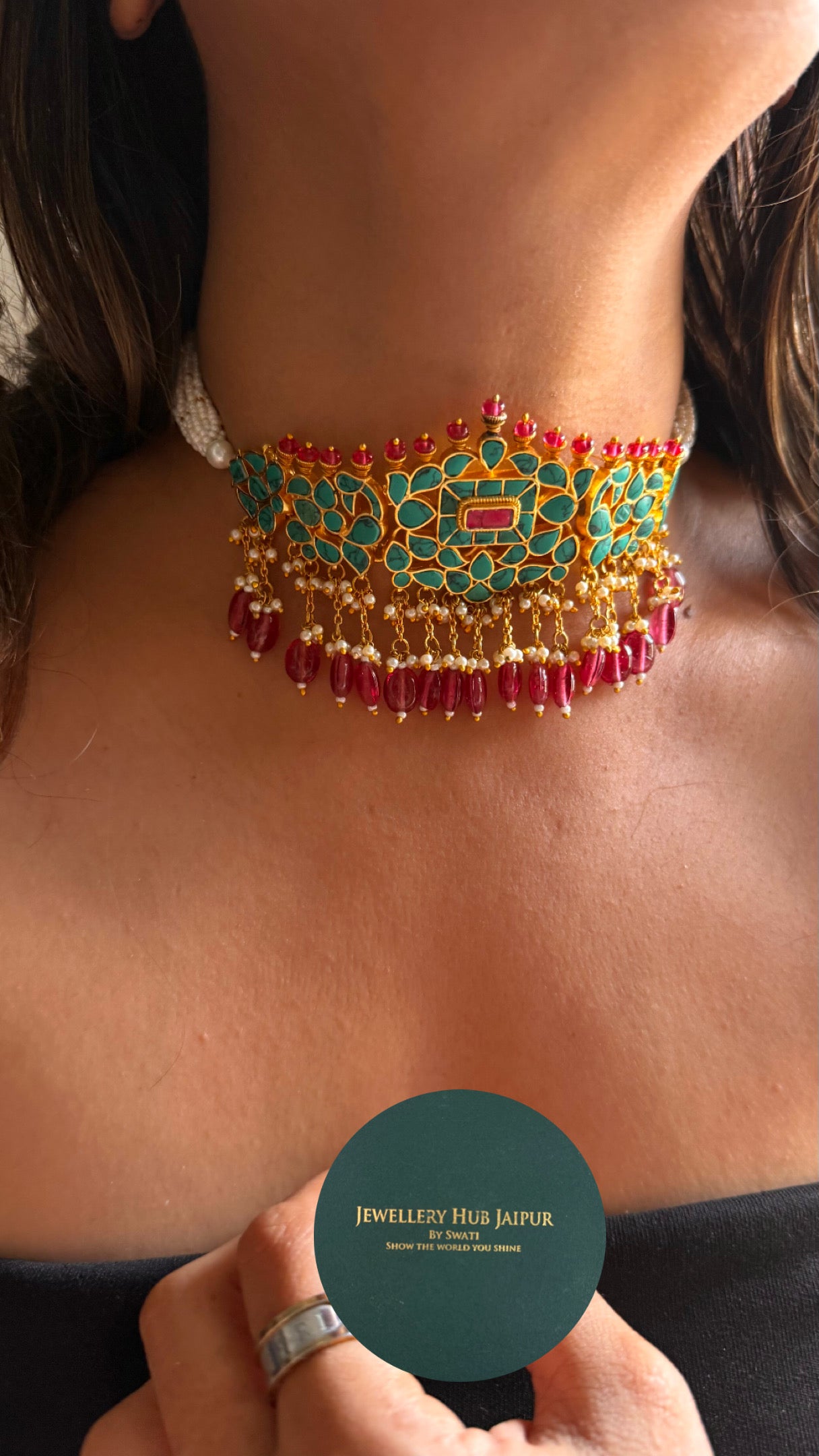 Paachi kundan firoza choker