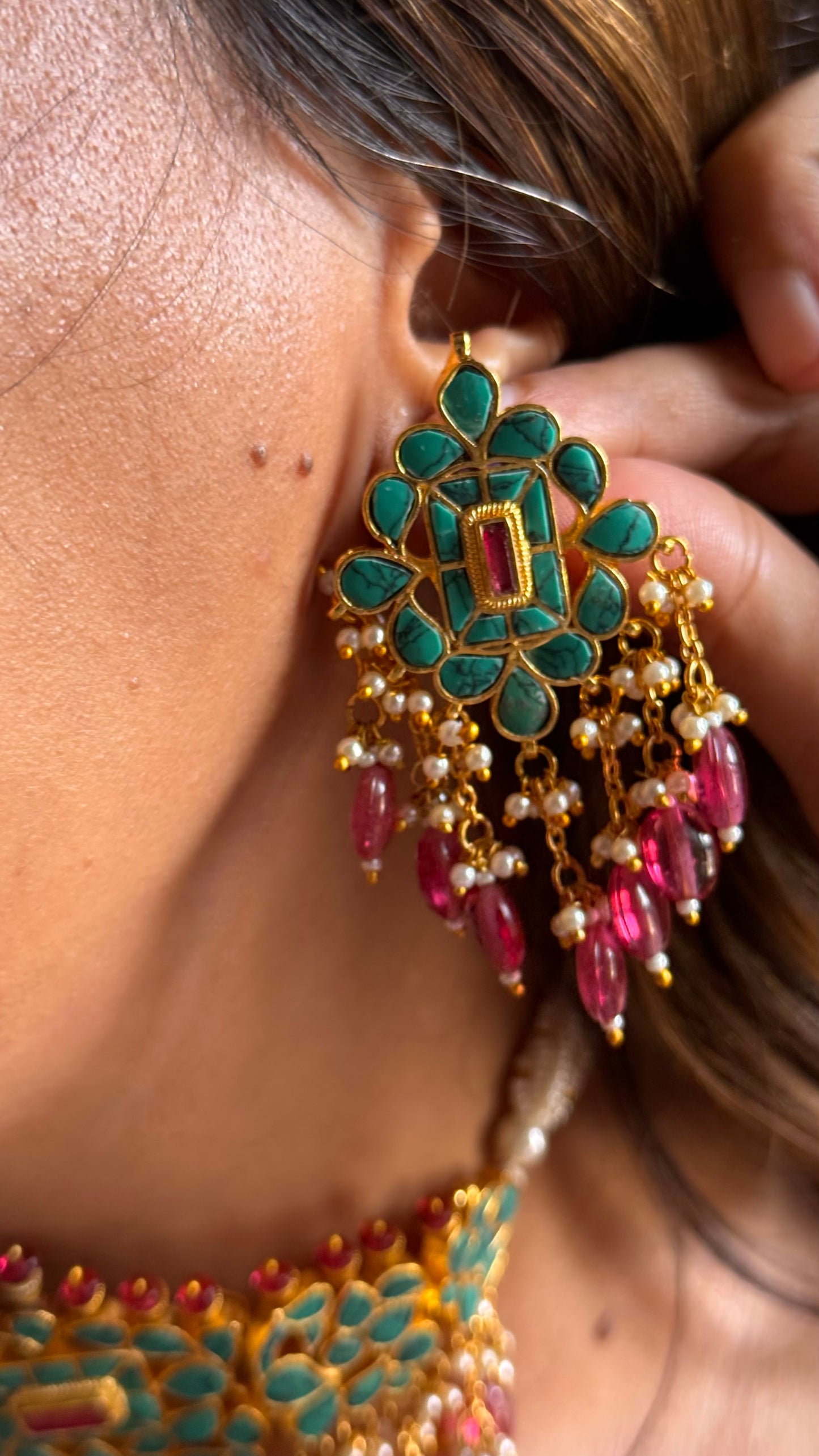 Paachi kundan firoza choker