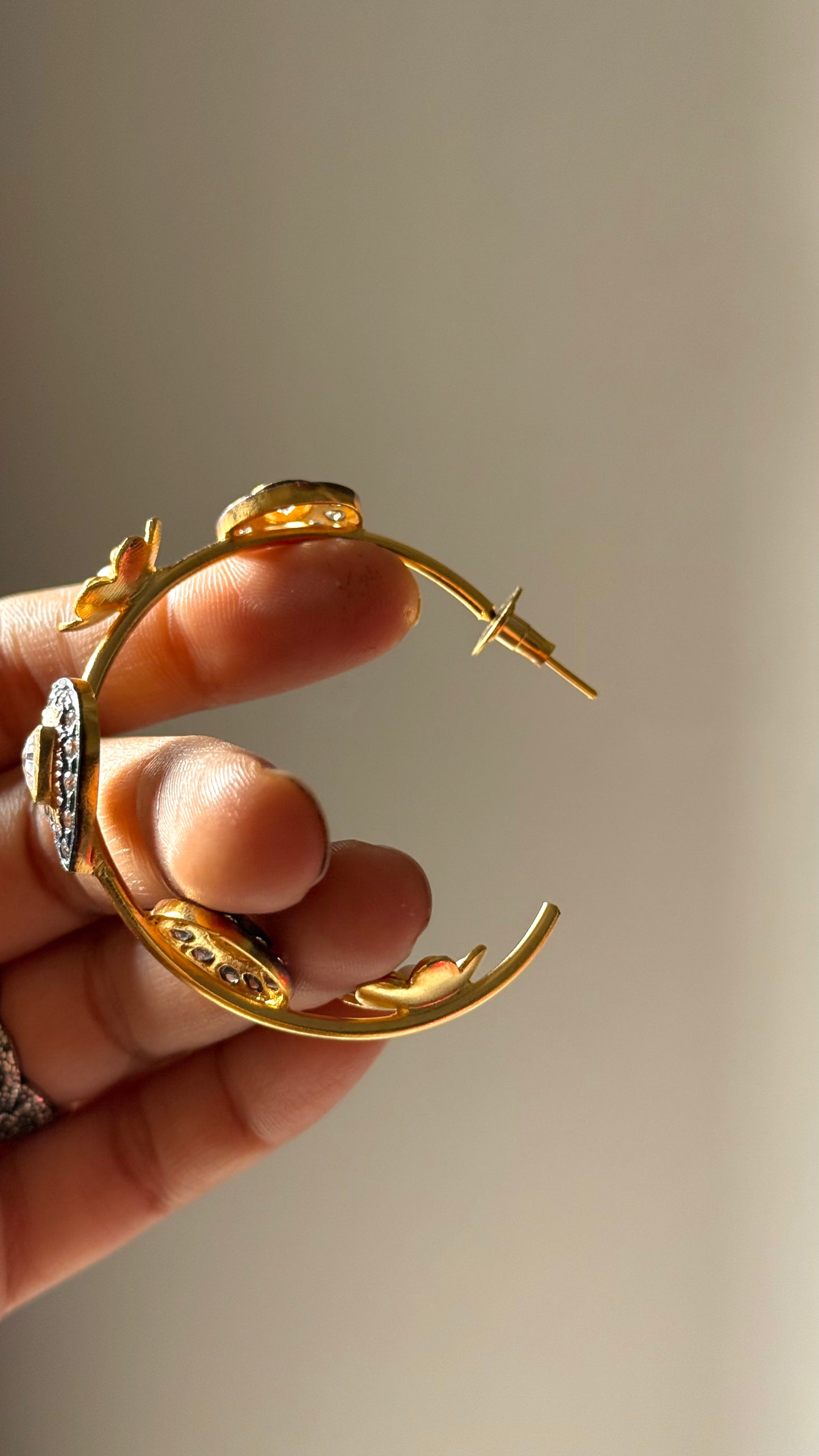 24kt Dubai Gold inspired reverse polki designer loops