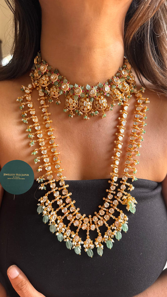 Real moissanite choker & long necklace combo