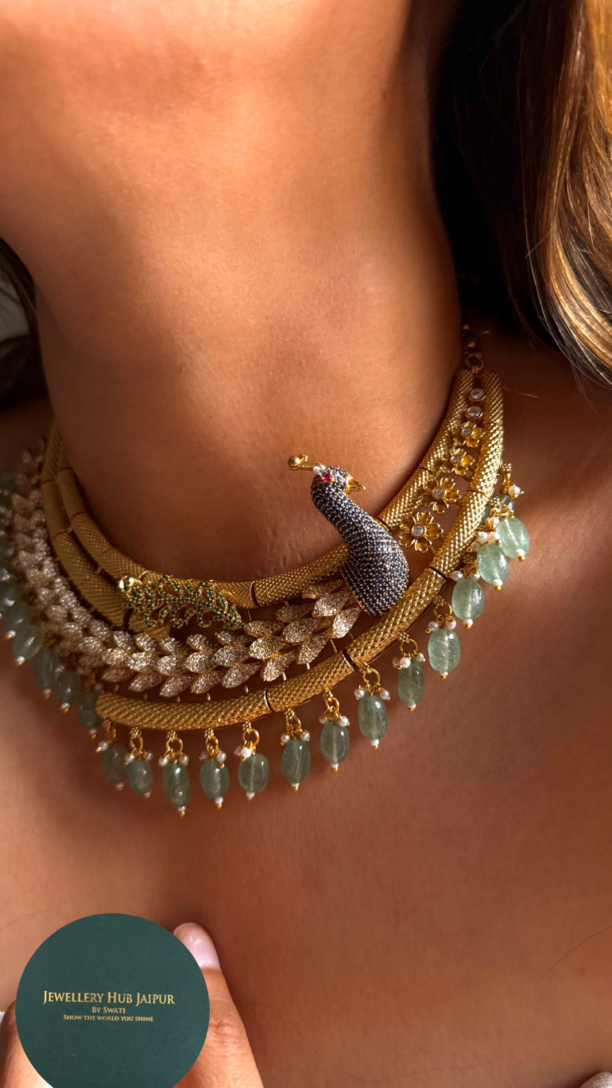 Sapphire peacock diamond cocktail Necklace