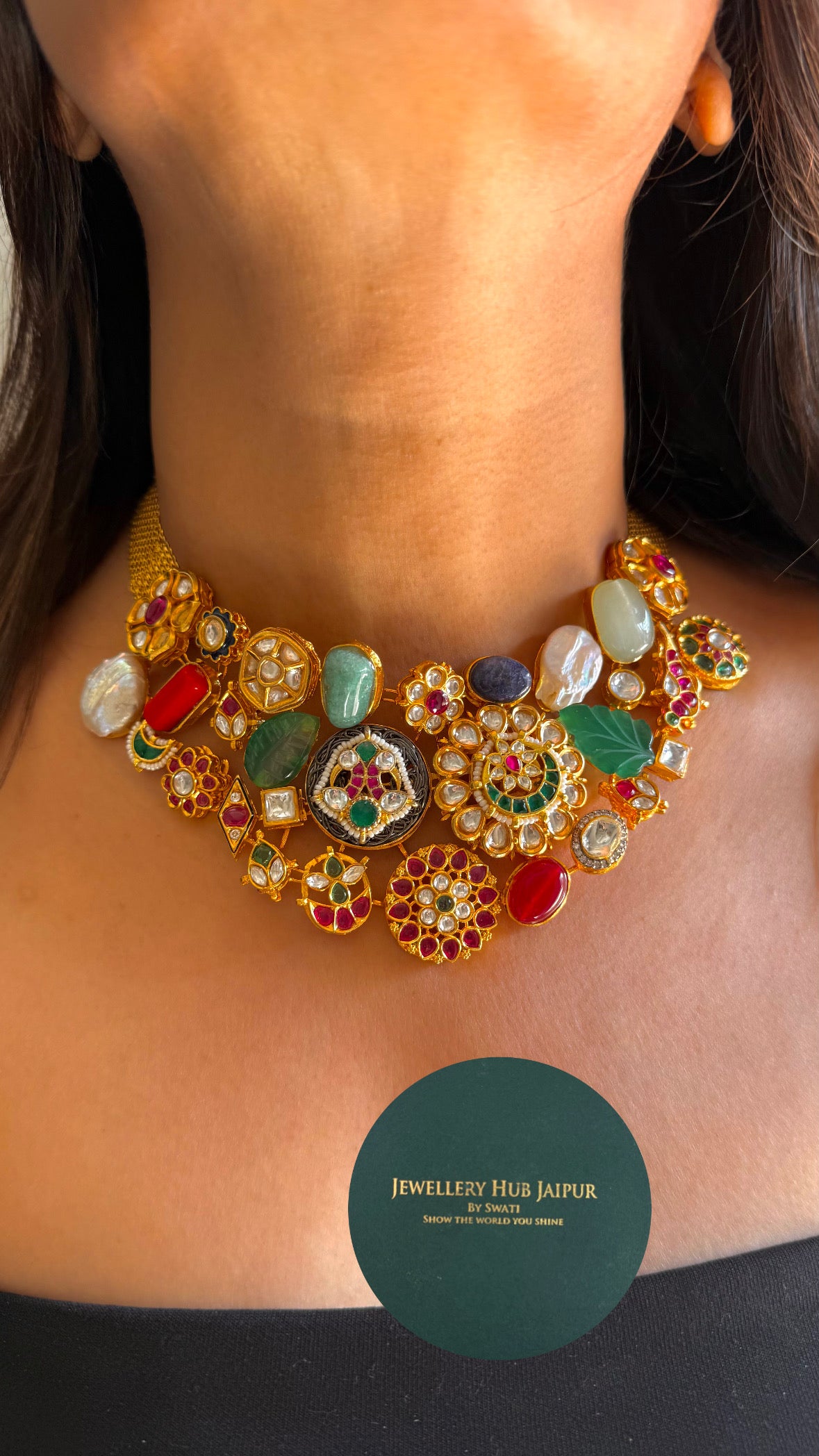 Sabyasachi inspired multicoloured gold necklace