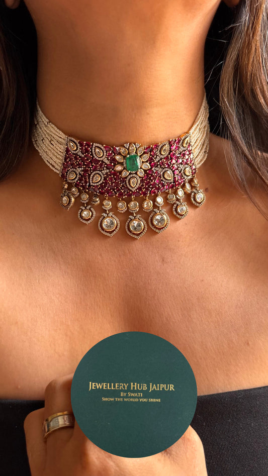 Rani pink takkar work choker