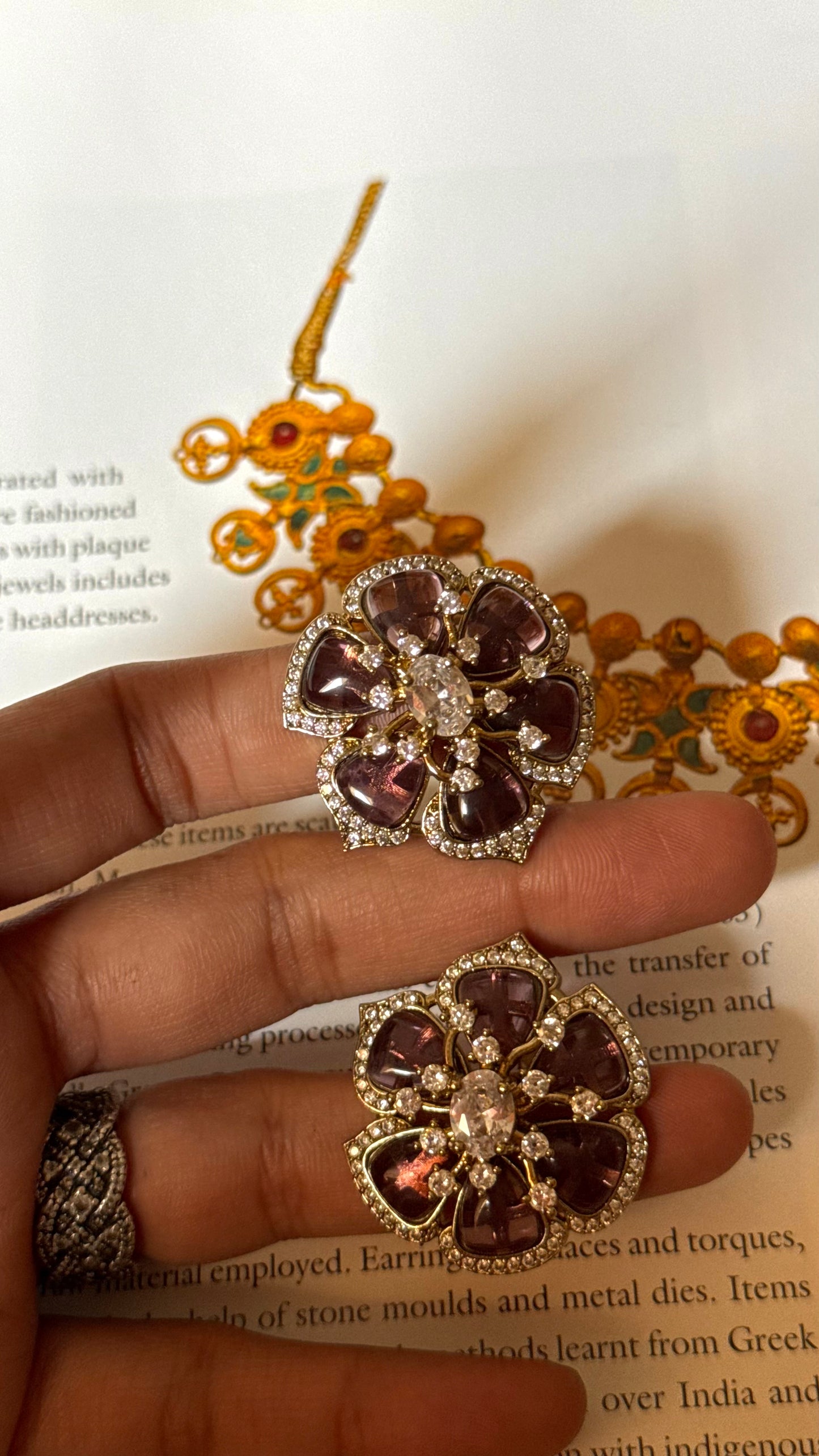 Amethyst floral cocktail studs