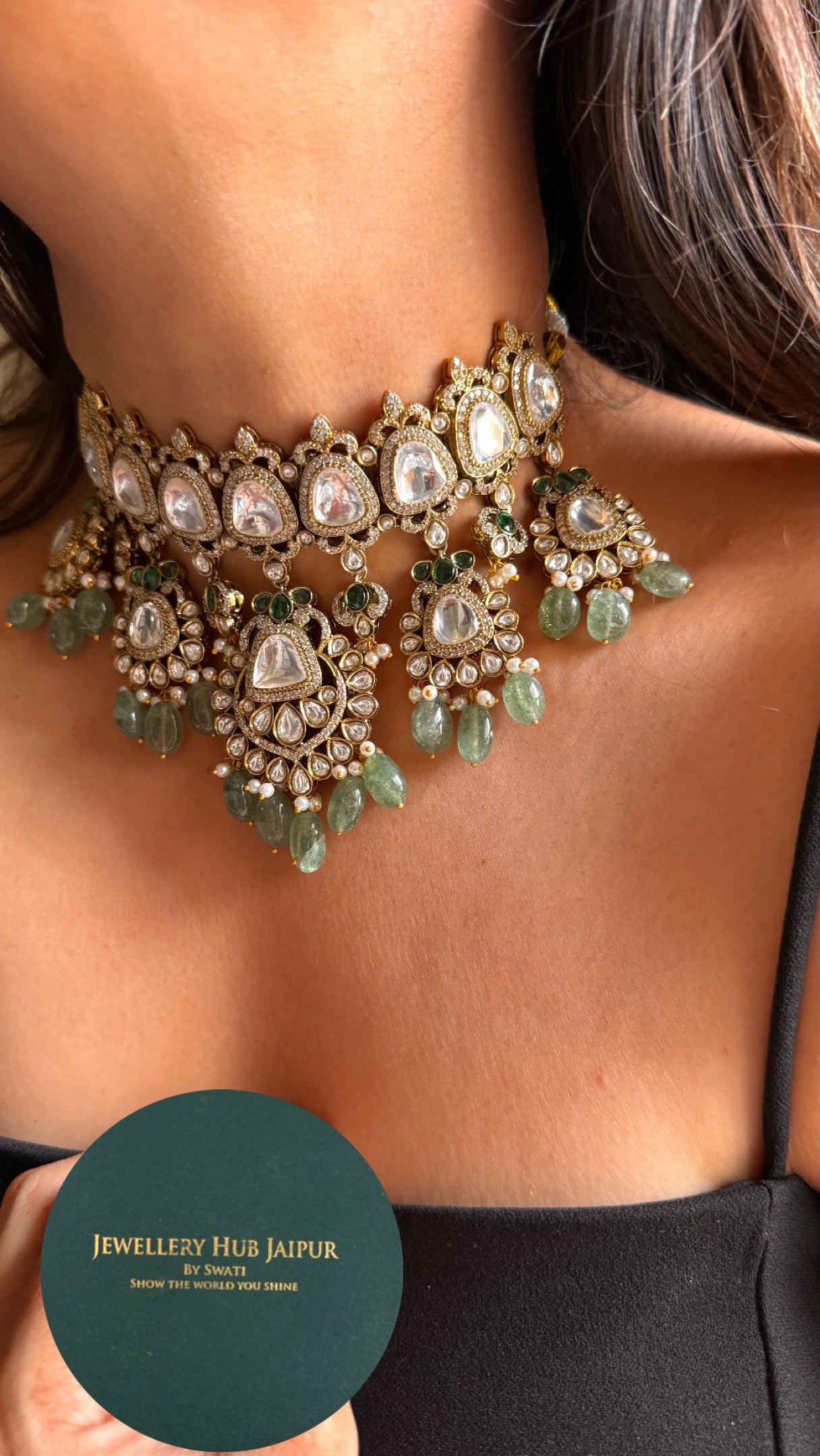 Bridal asia with real mint strawberry drops Necklace