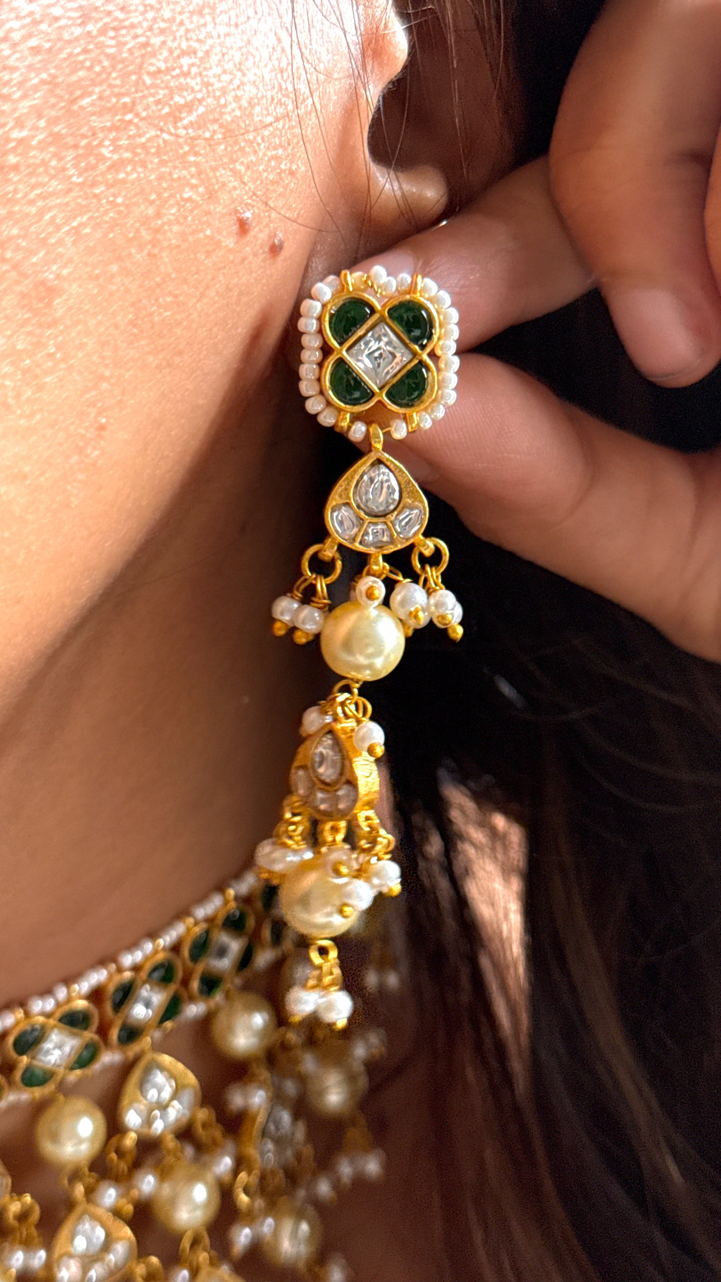 Emerald pachi waterfall necklace