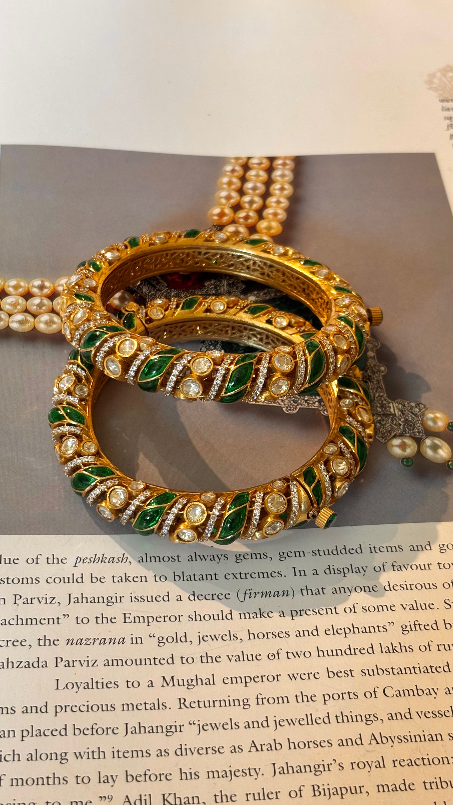 Emerald Meenakari peeli polki Royal Bangles