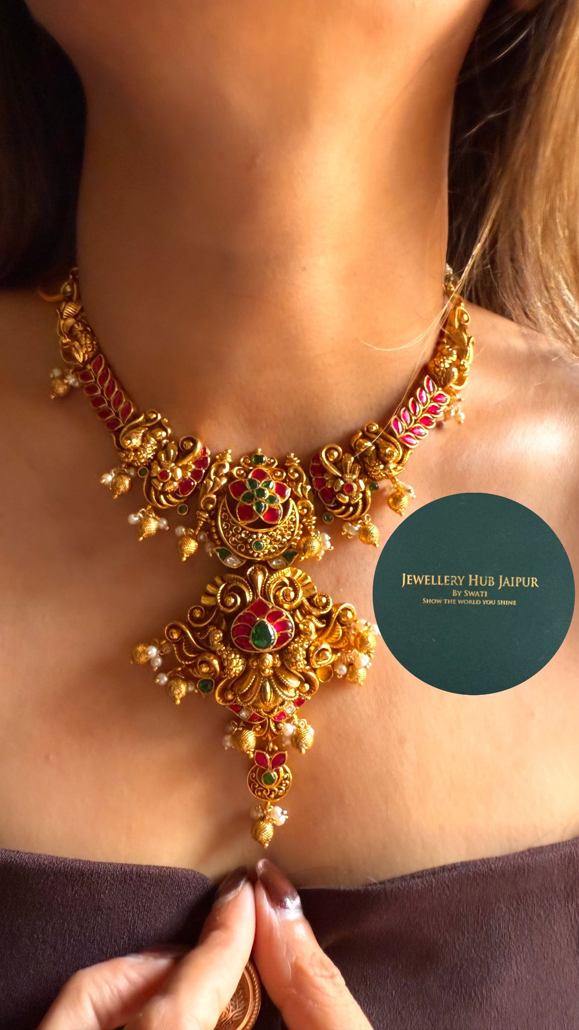 Rani pink & emerald katdana floral rajwada set