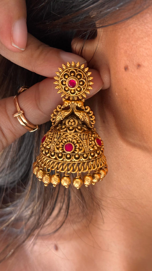 Ruby heritage rajwadi jhumki