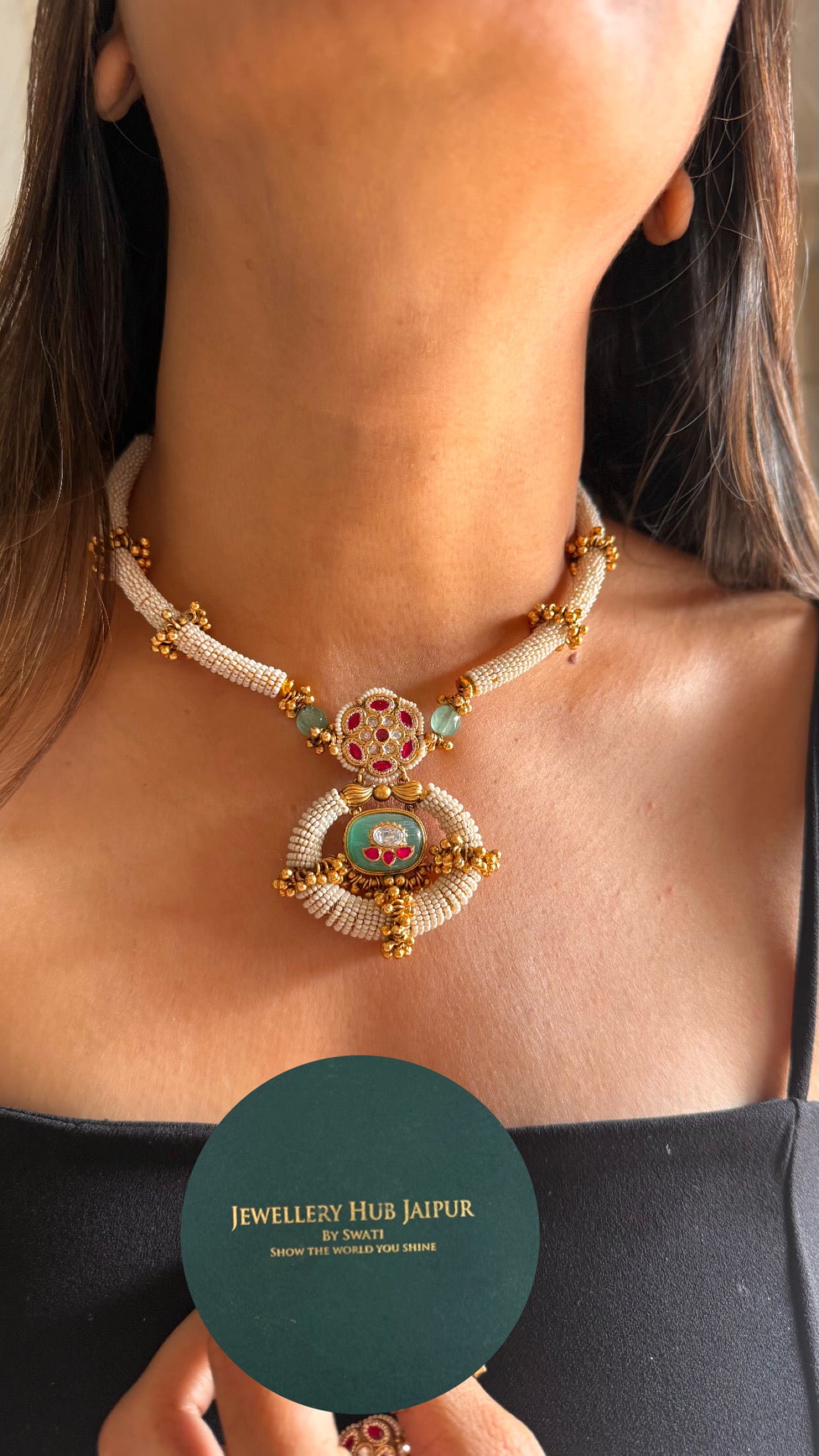 Heritage rajwadi evergreen floral necklace