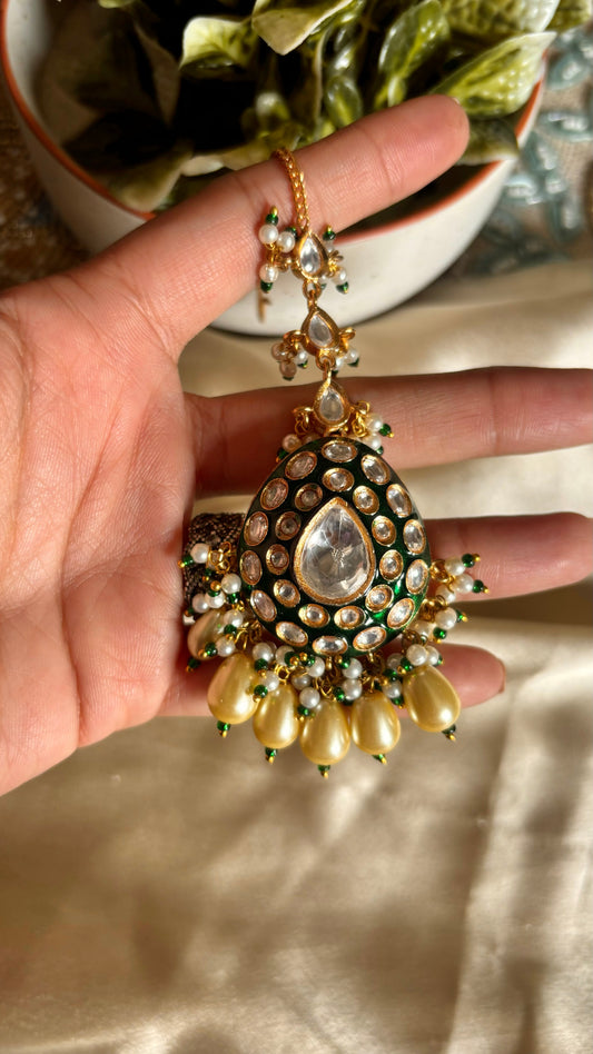 Meenakari pearl Maangtika