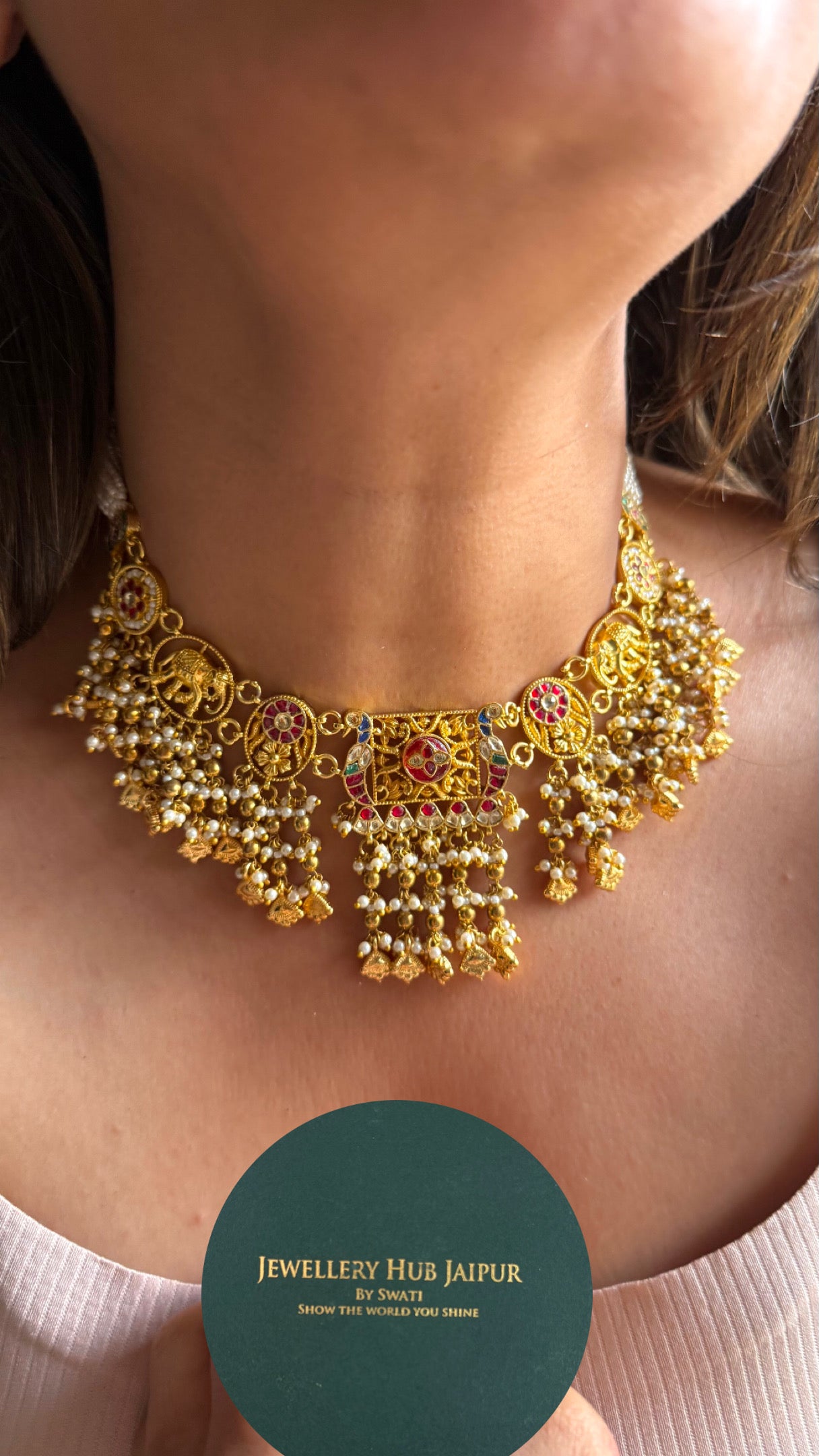 Heer golden rajwadi polki Kanthi necklace