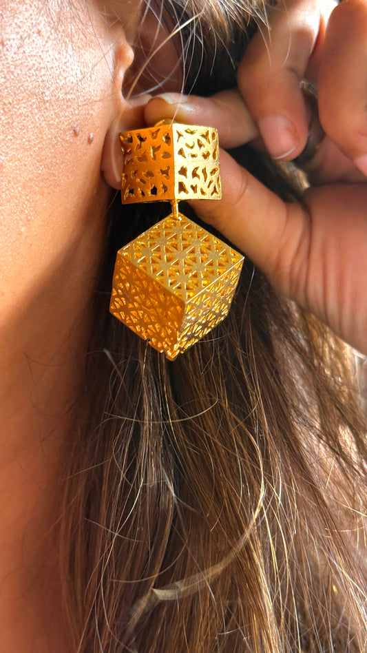 24kt Dubai Gold inspired dual dice danglers