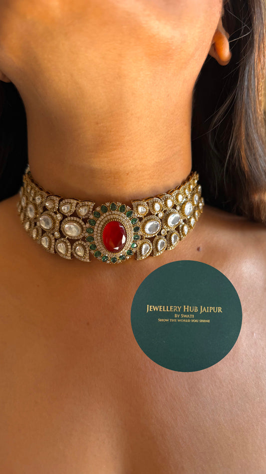 Emerald & Ruby bridal asia inspired choker