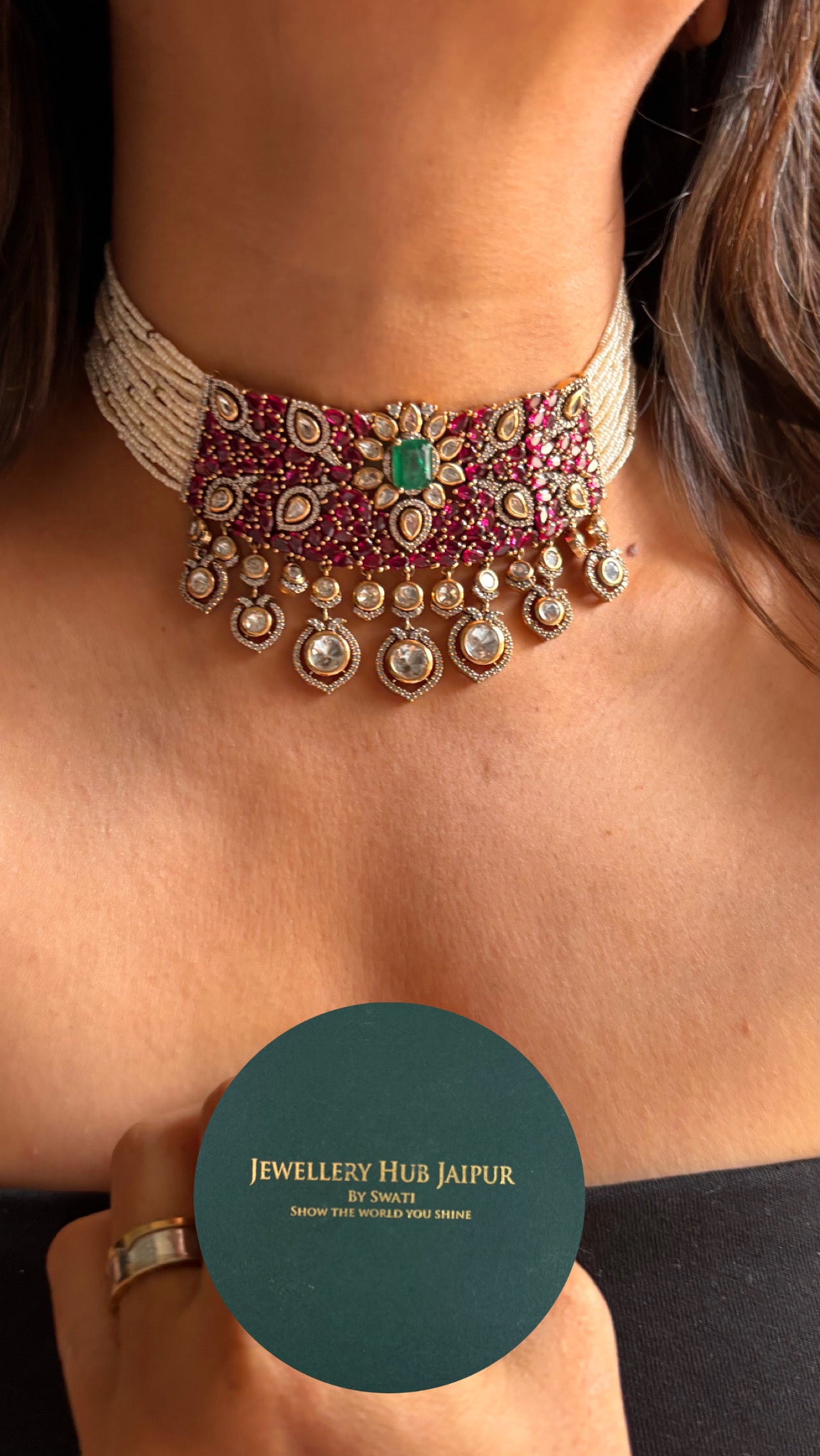 Rani pink takkar work choker