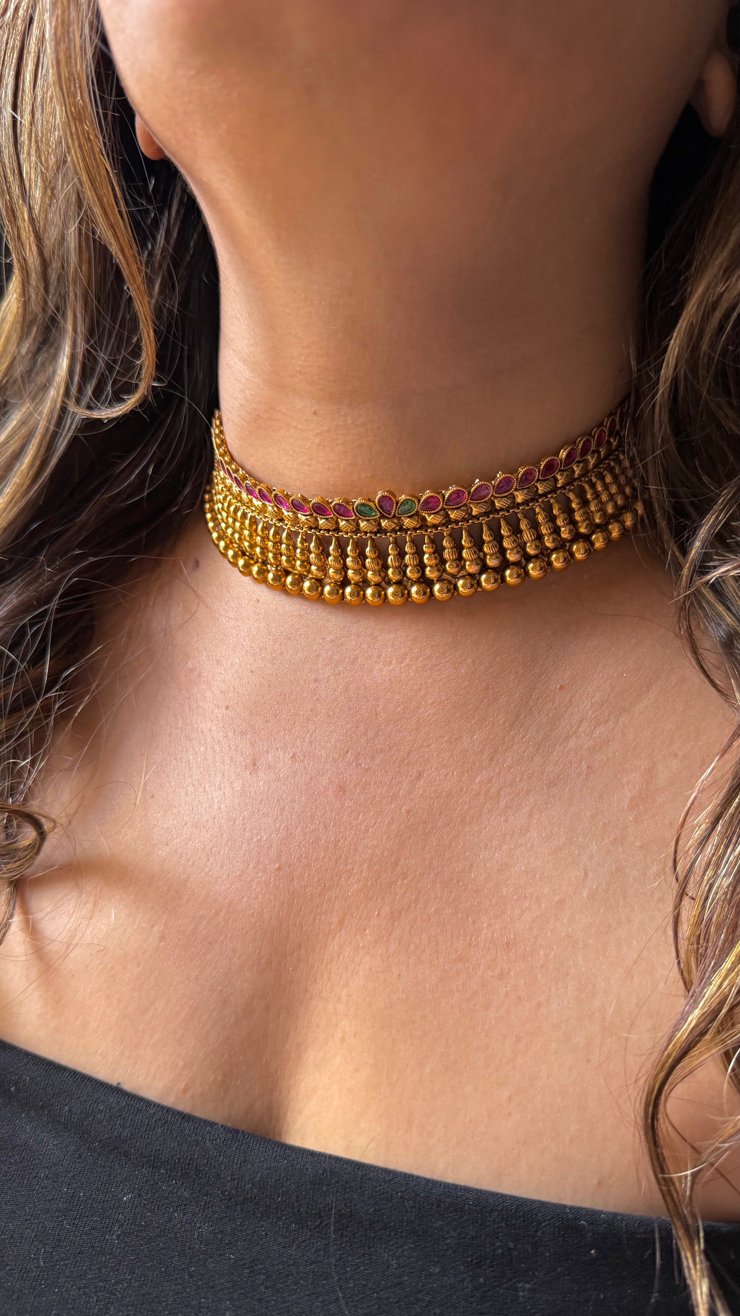Maharashtra gold, Ruby & Emerald choker