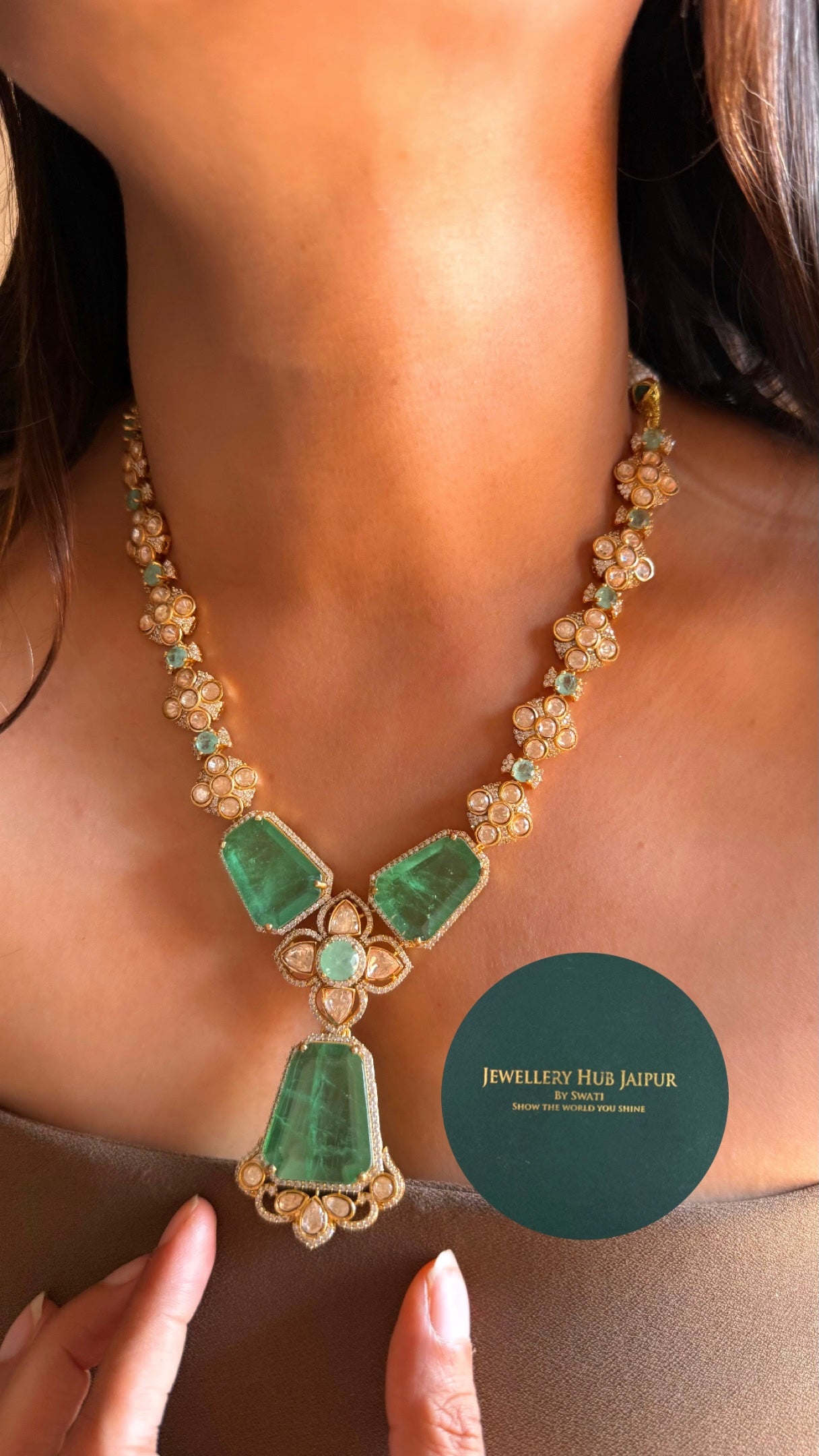 Mint doublets with floral pattern Necklace