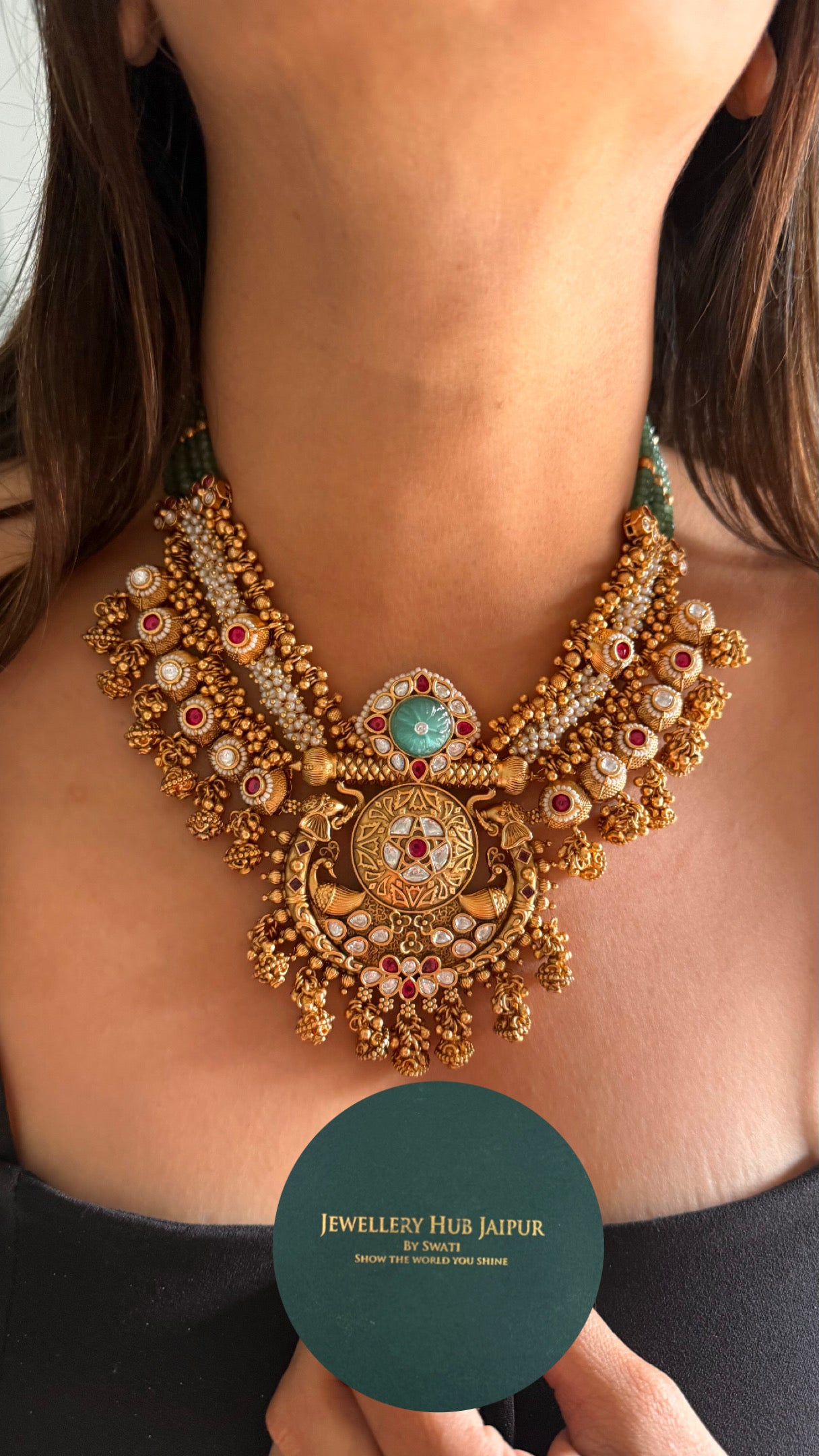 Heritage rajwada handmade designer mint necklace