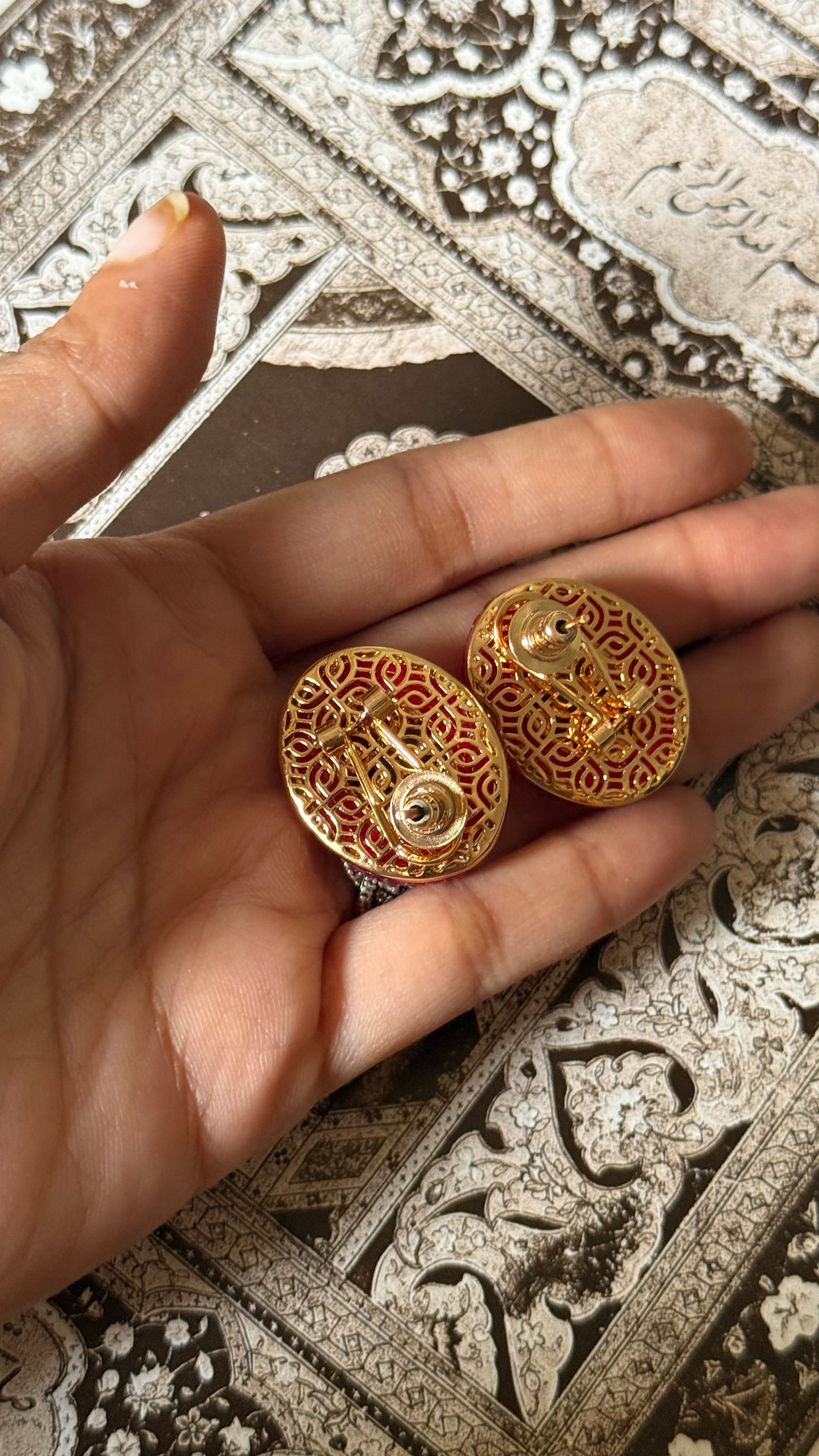 Rani pink & mint doublet floral studs