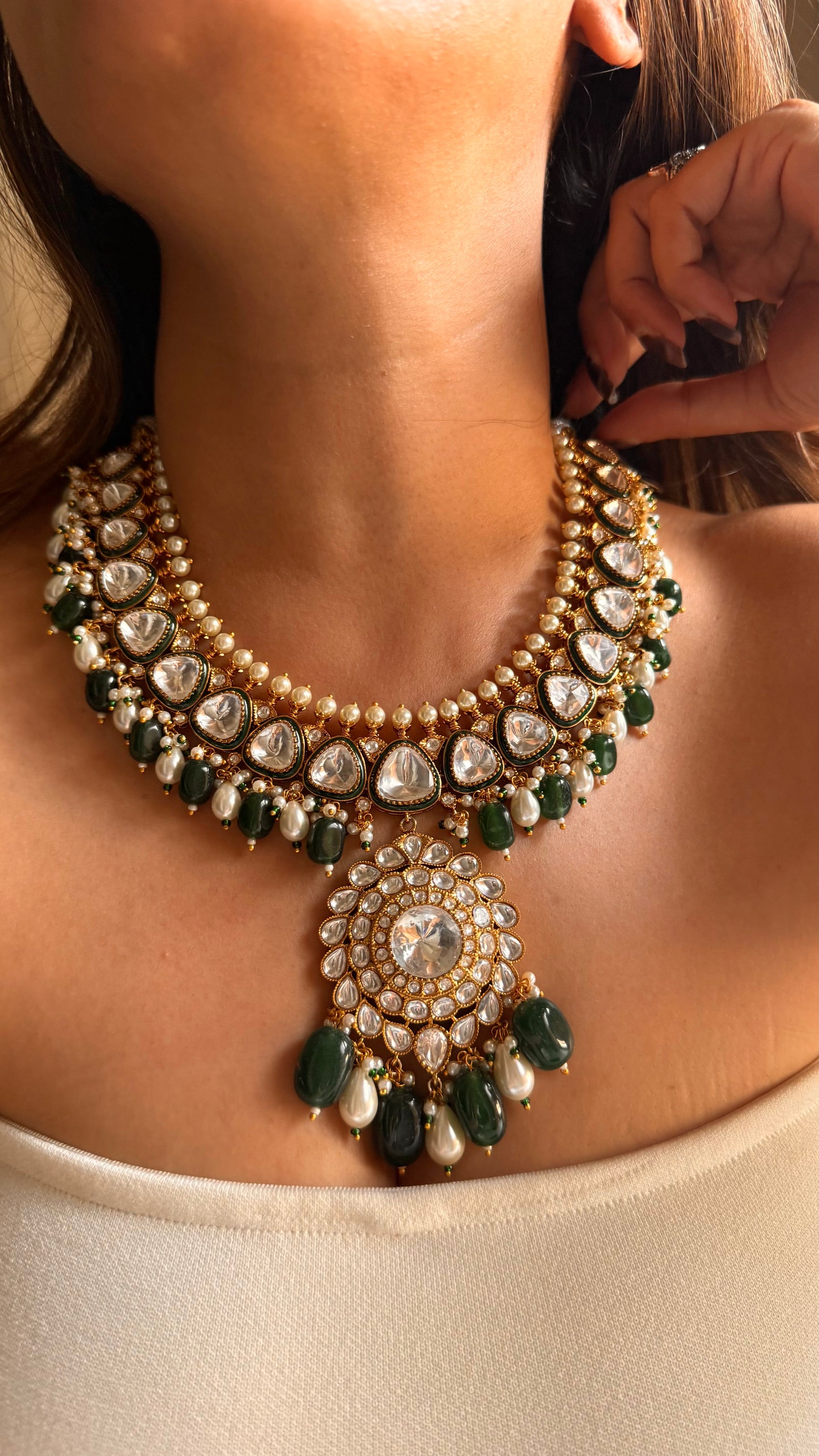 Meenakari emerald necklace