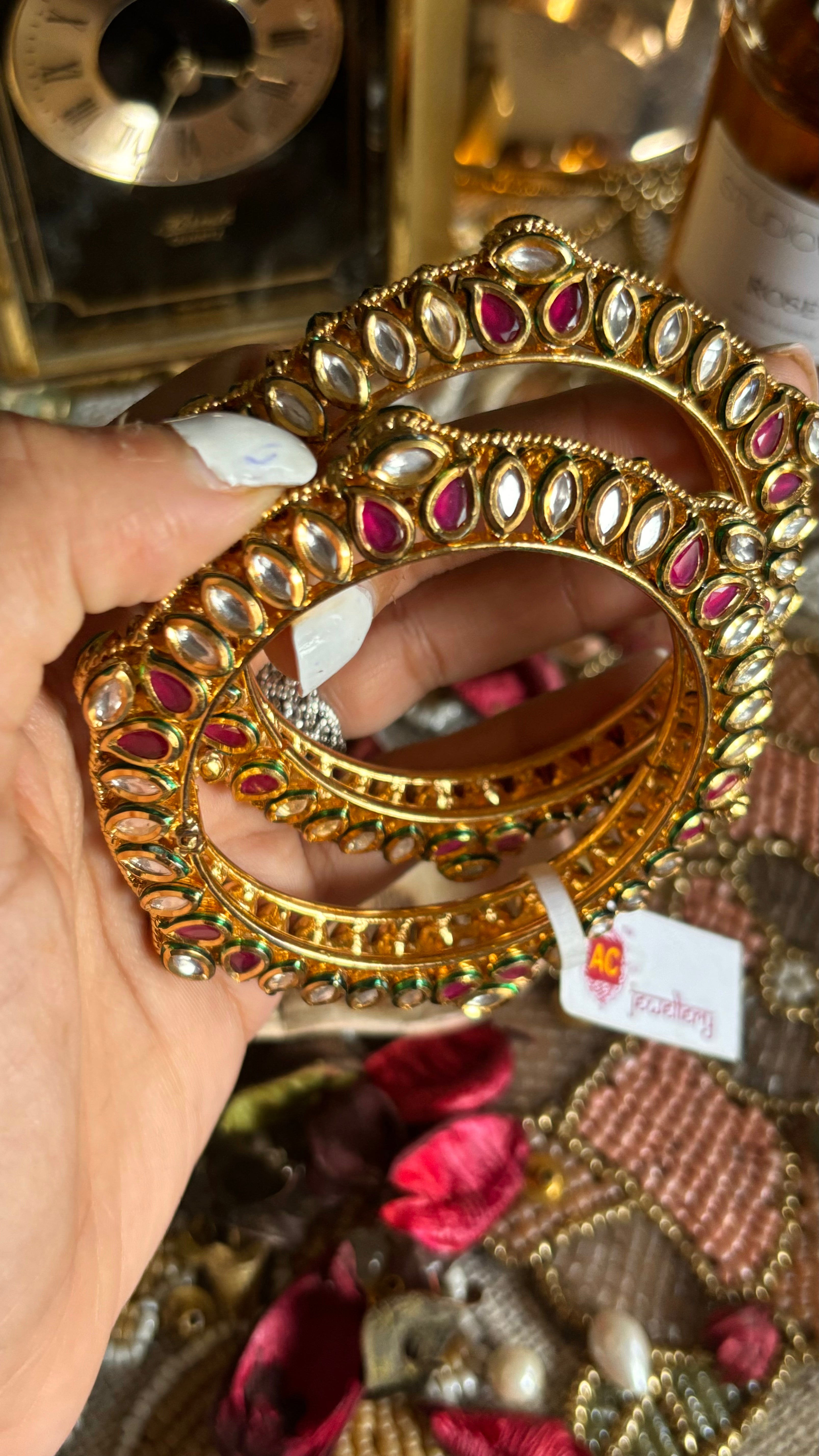 Meenakari ac kundan bangles