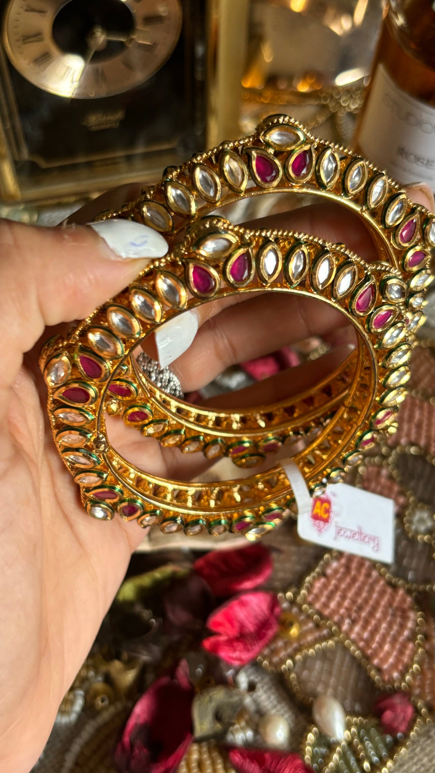 Meenakari ac kundan bangles