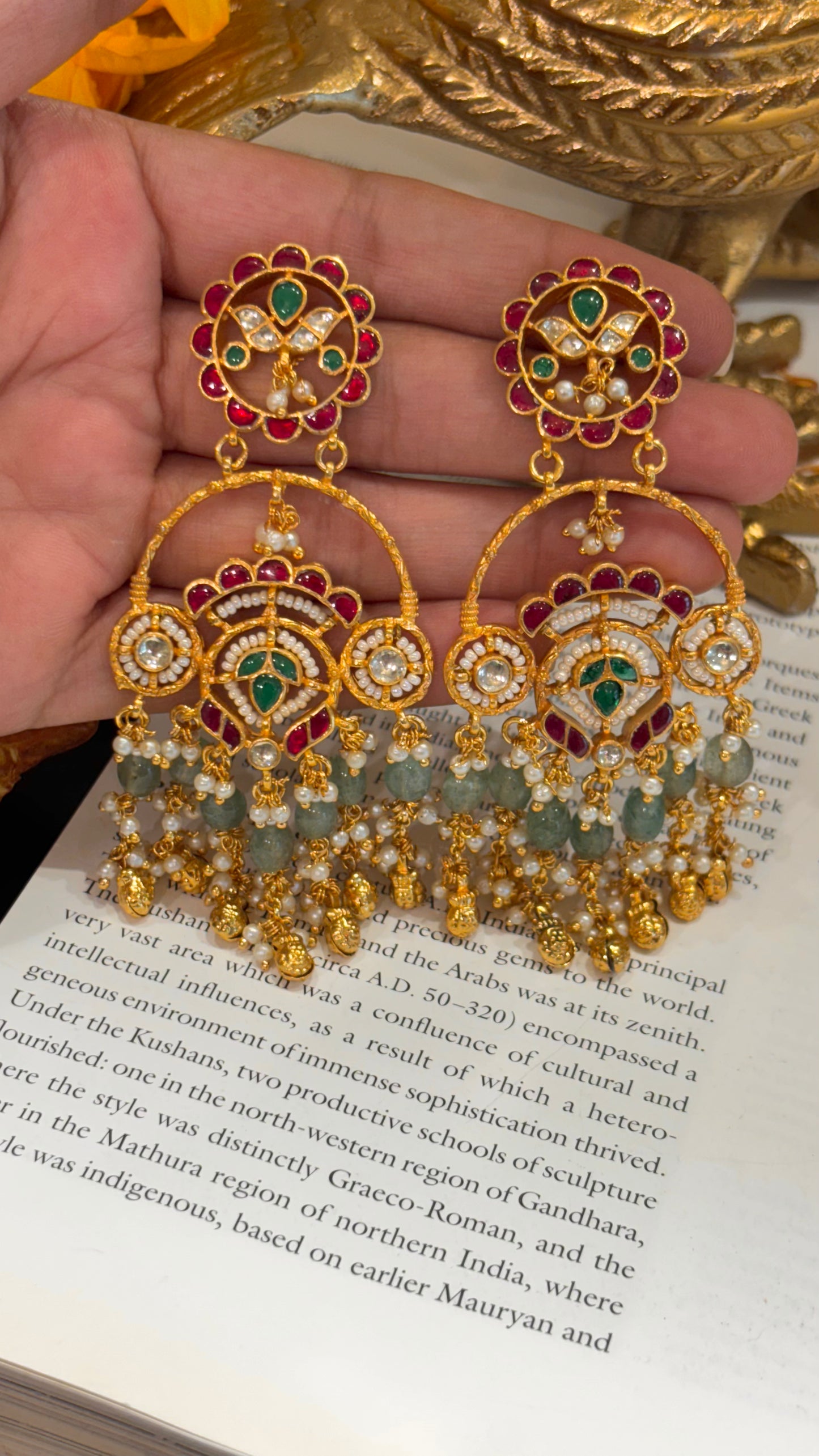 Heritage ruby with mint strawberry & gungroo drops earrings