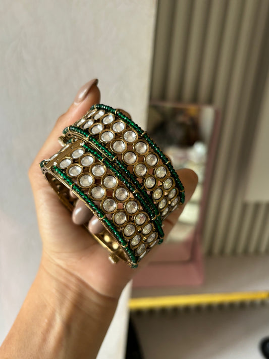 Moissanite Polki victorian bangles
